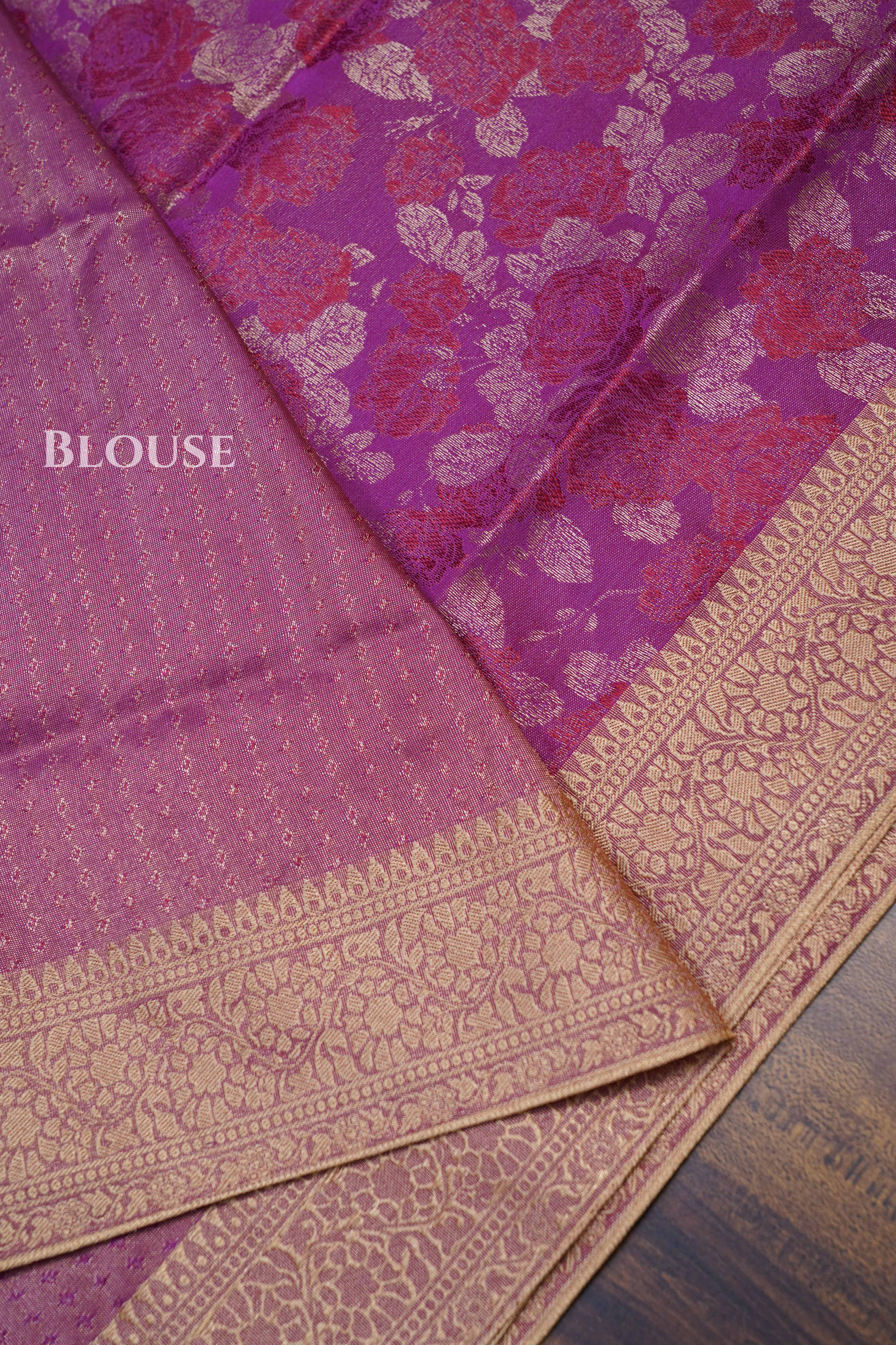 Purple Pashmina Silk Saree
