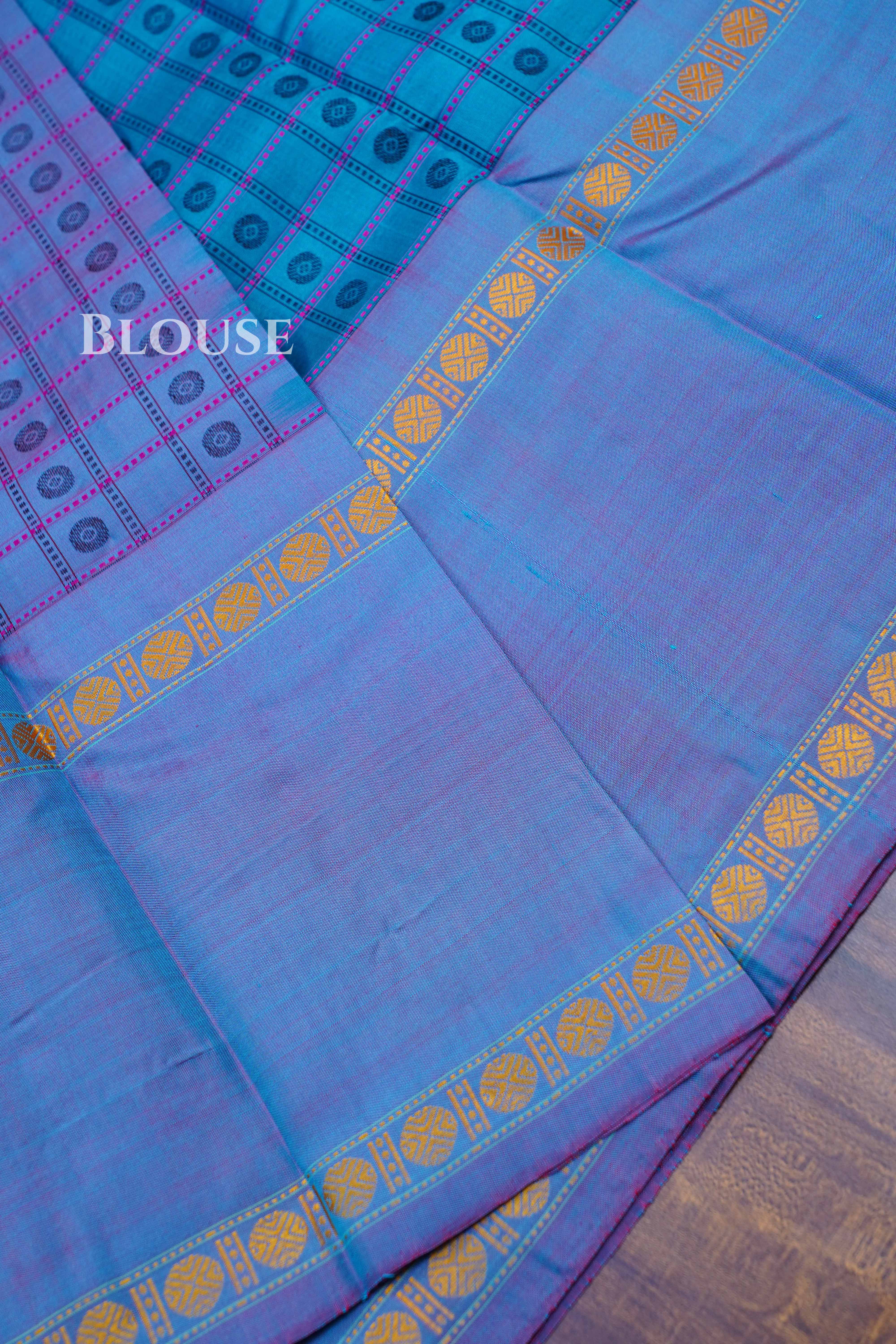 Blue With Purple Pure Kanchivaram Silk Saree