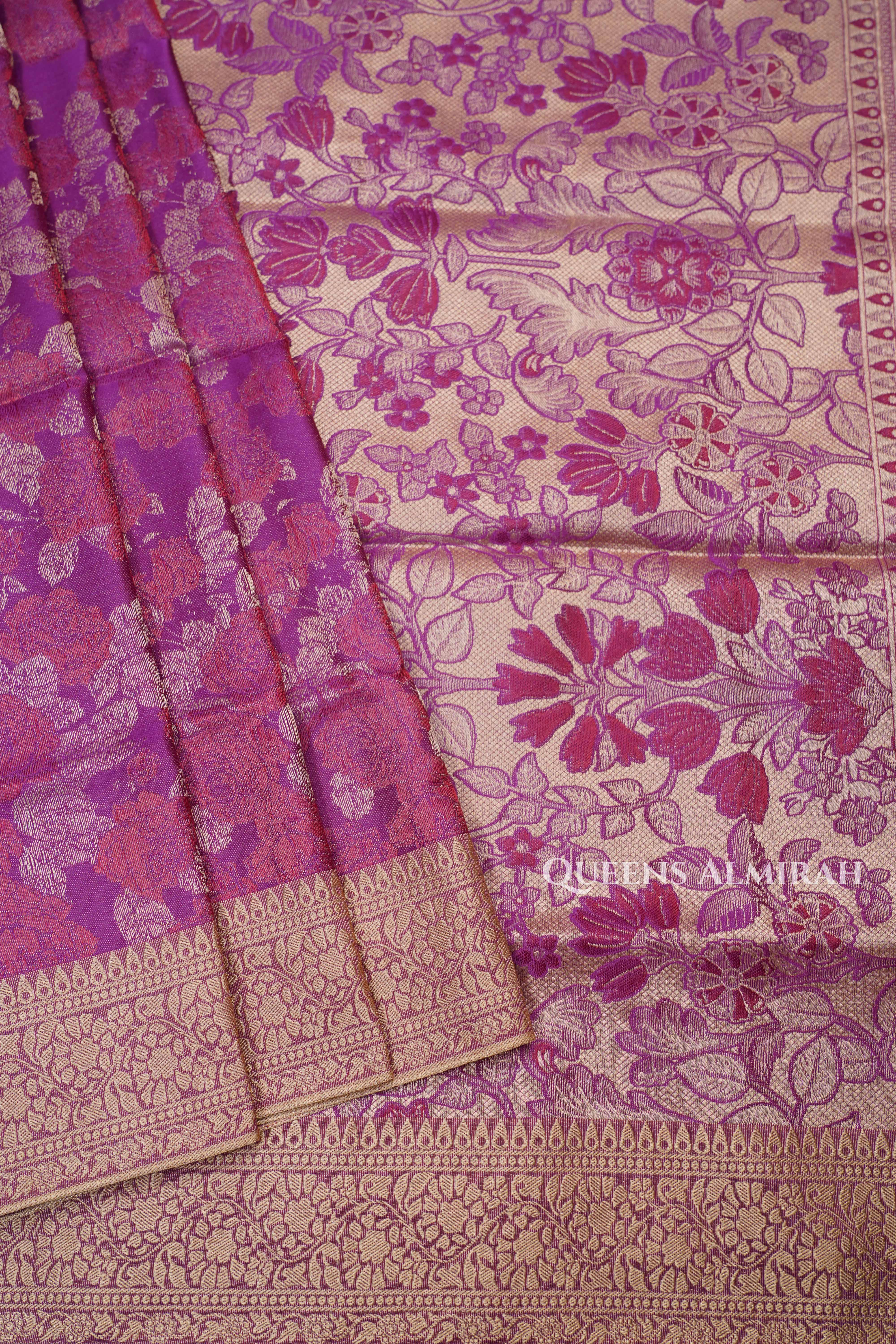 Purple Pashmina Silk Saree