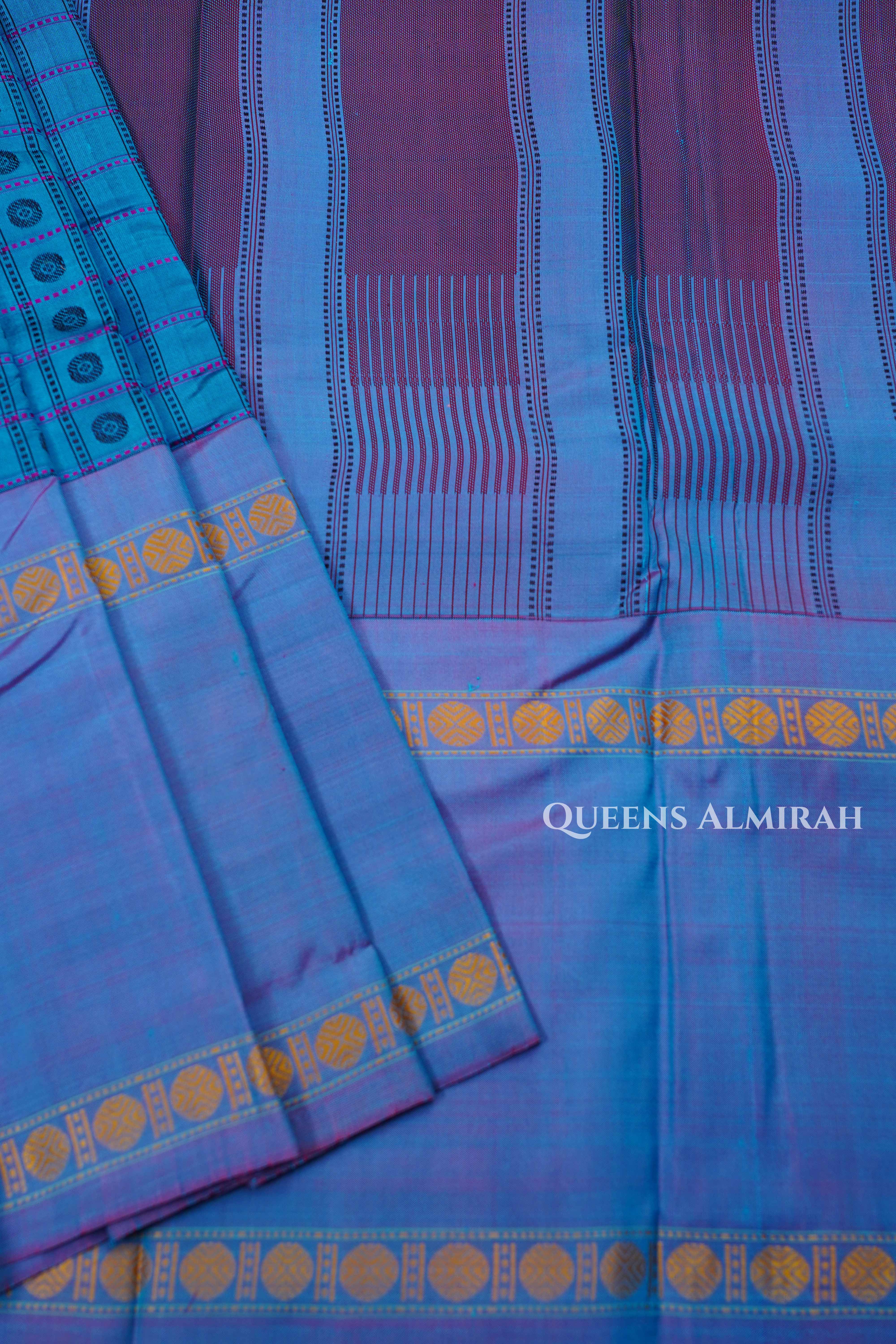 Blue With Purple Pure Kanchivaram Silk Saree