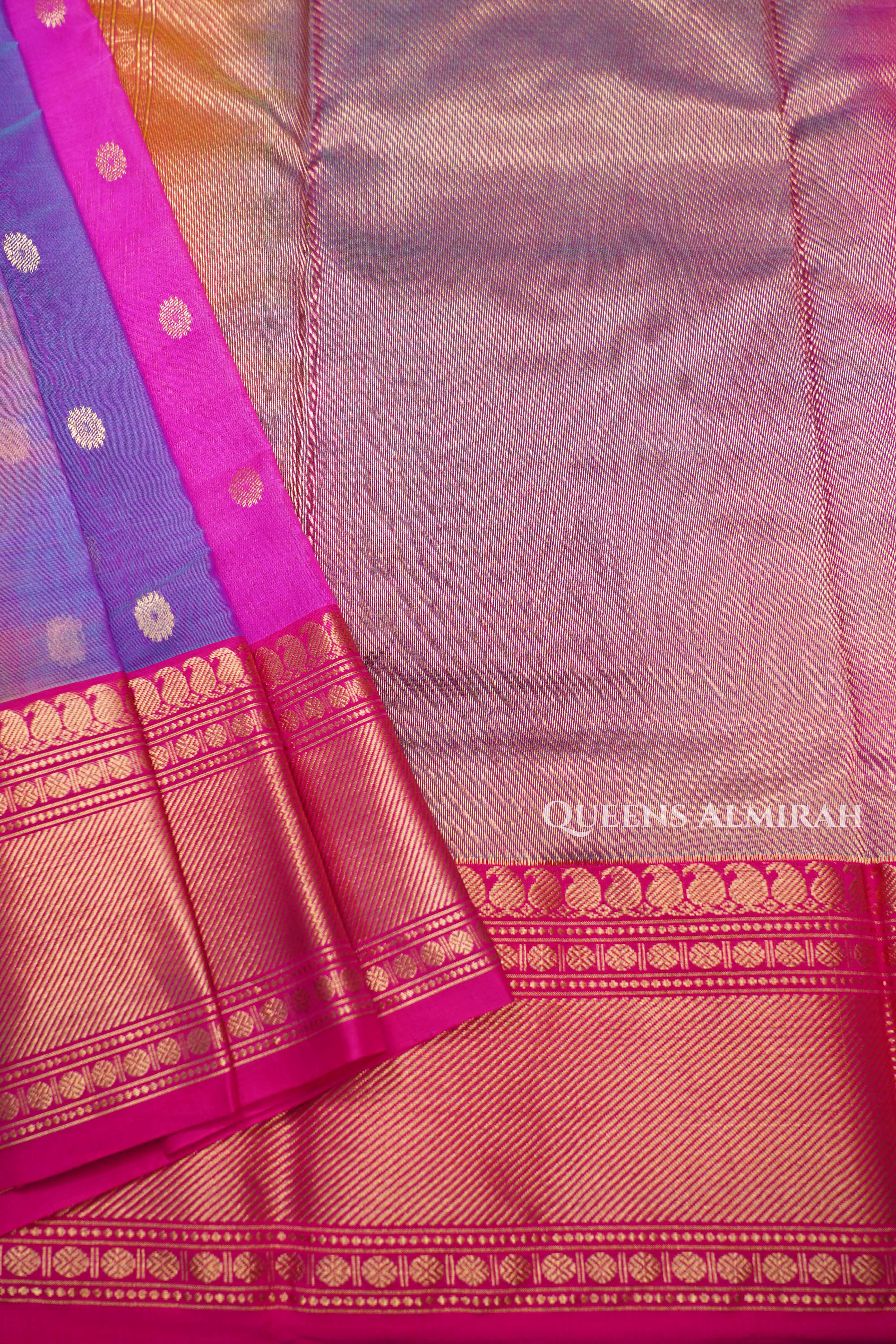 Multi Color Chanderi Katan Silk Handloom Saree