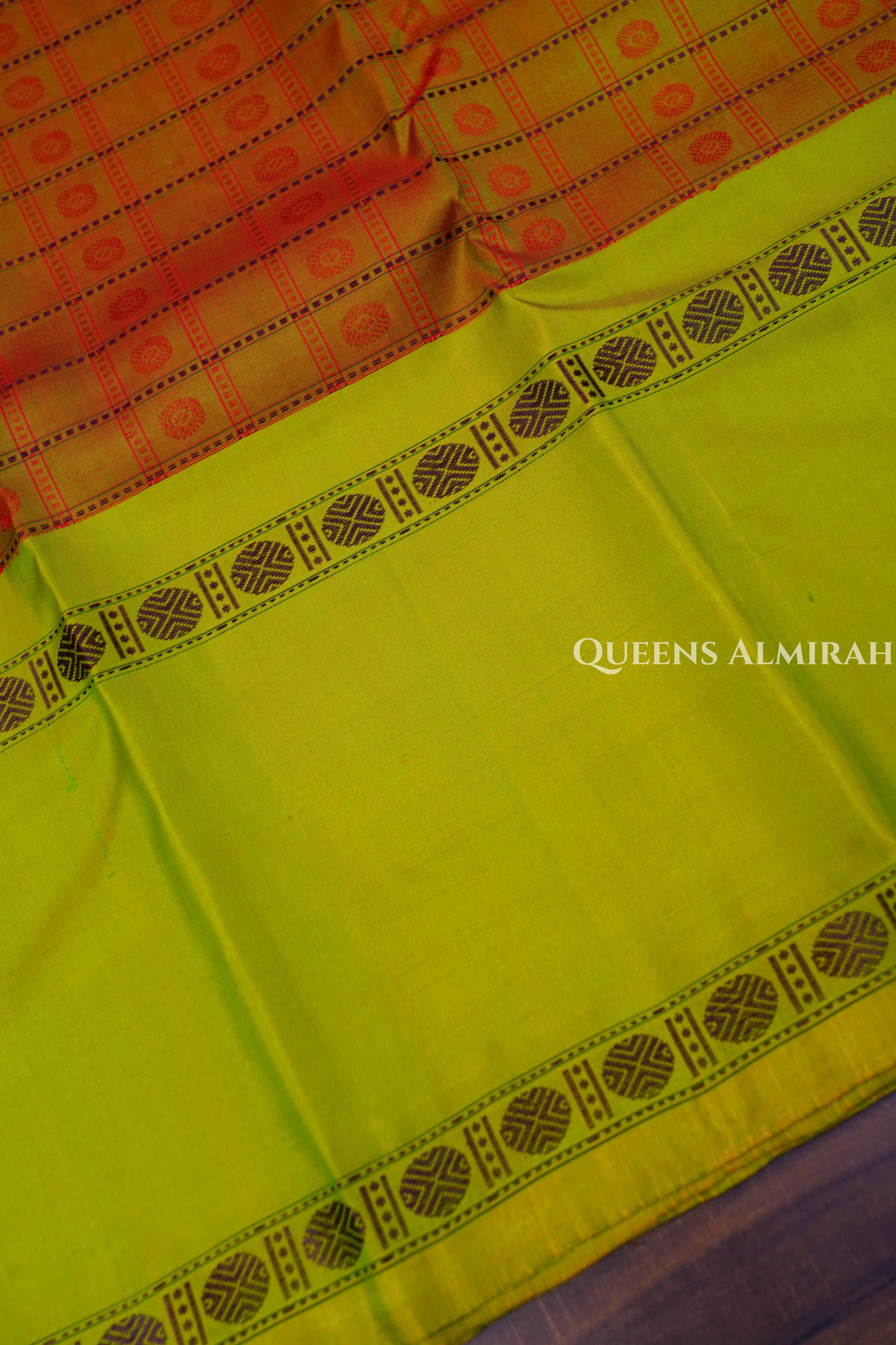 Mustard Brown With Algae Green Pure Kanchivaram Silk Saree