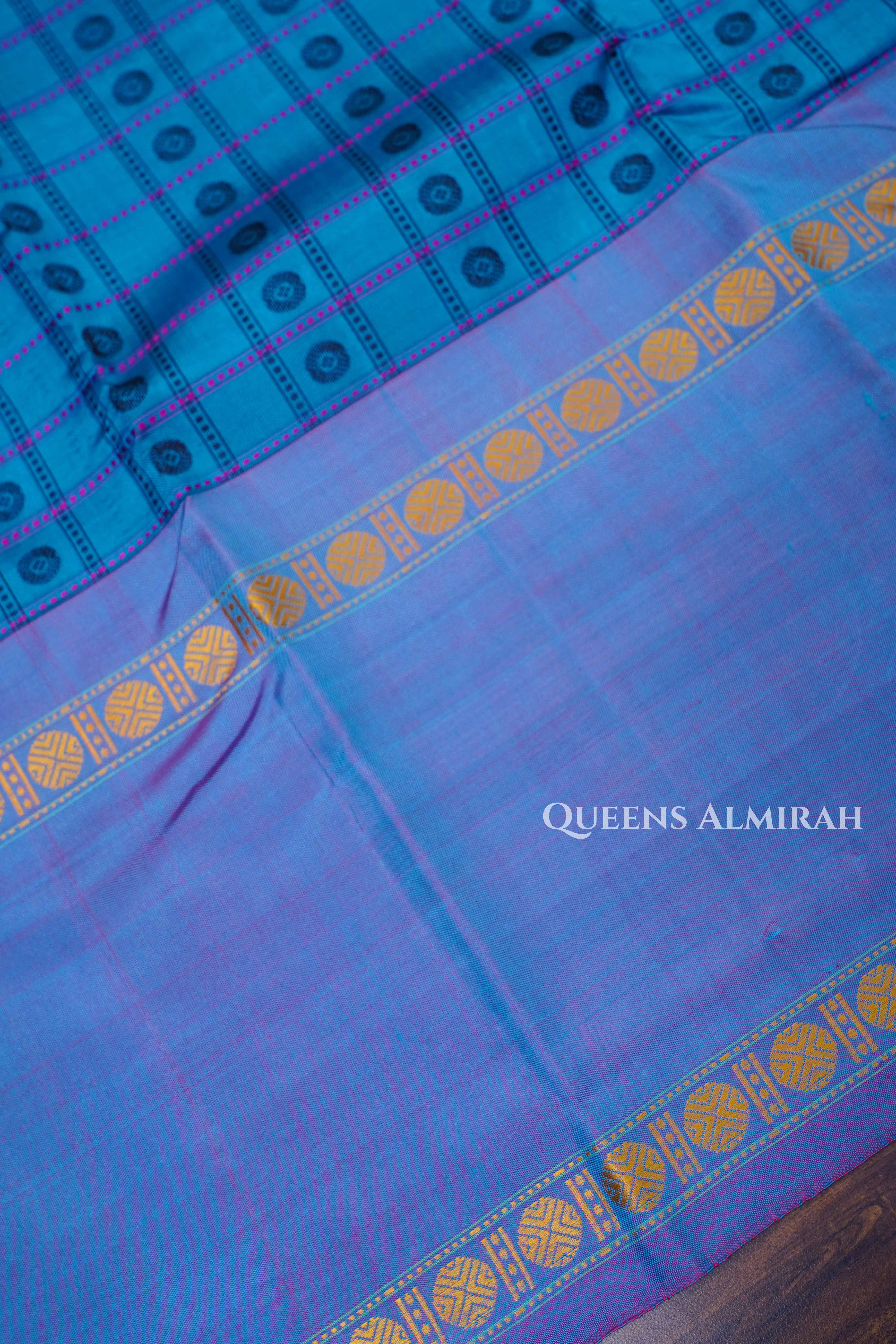 Blue With Purple Pure Kanchivaram Silk Saree
