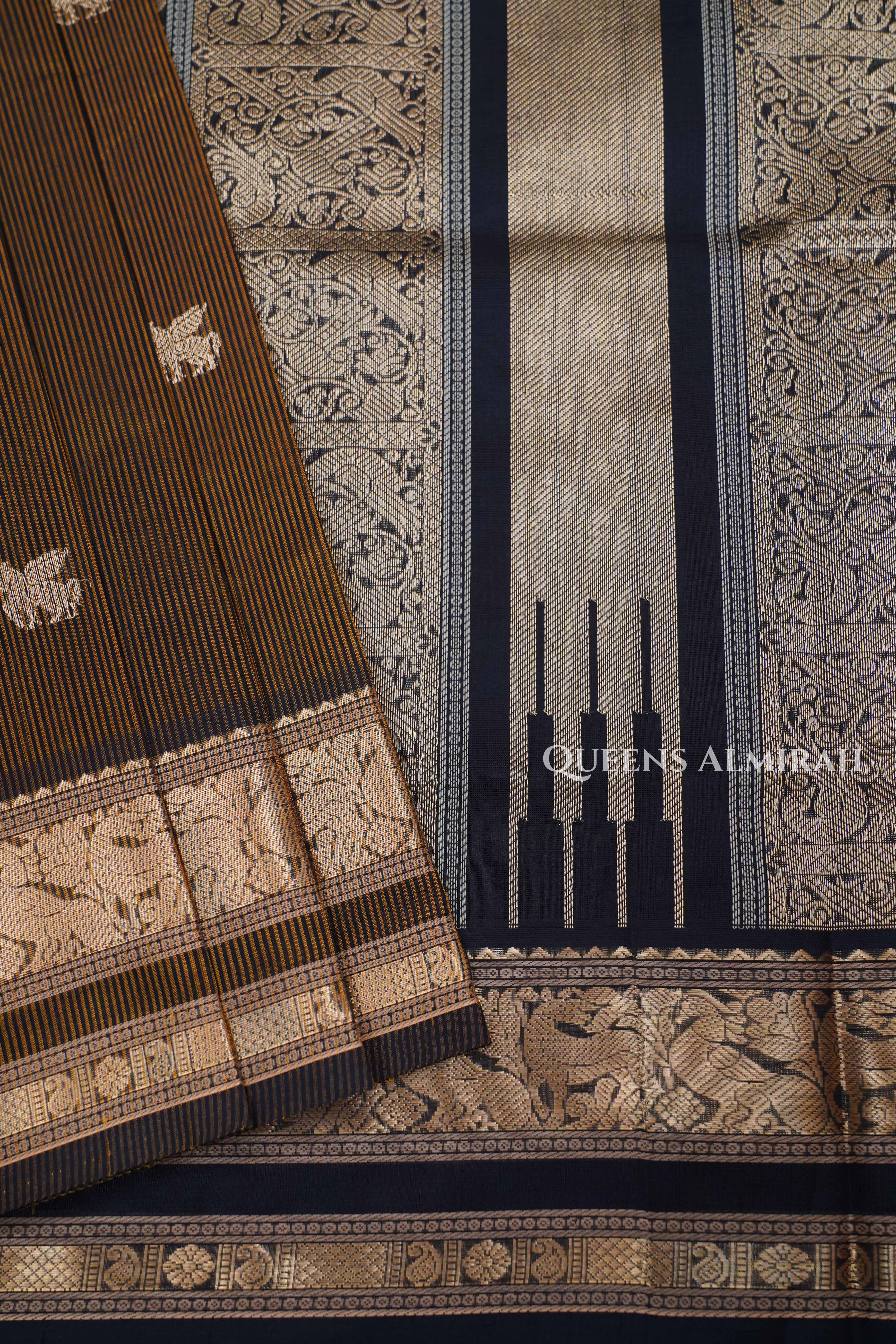 Yellowish Brown Karaikudi Chettinad Silk Cotton Saree