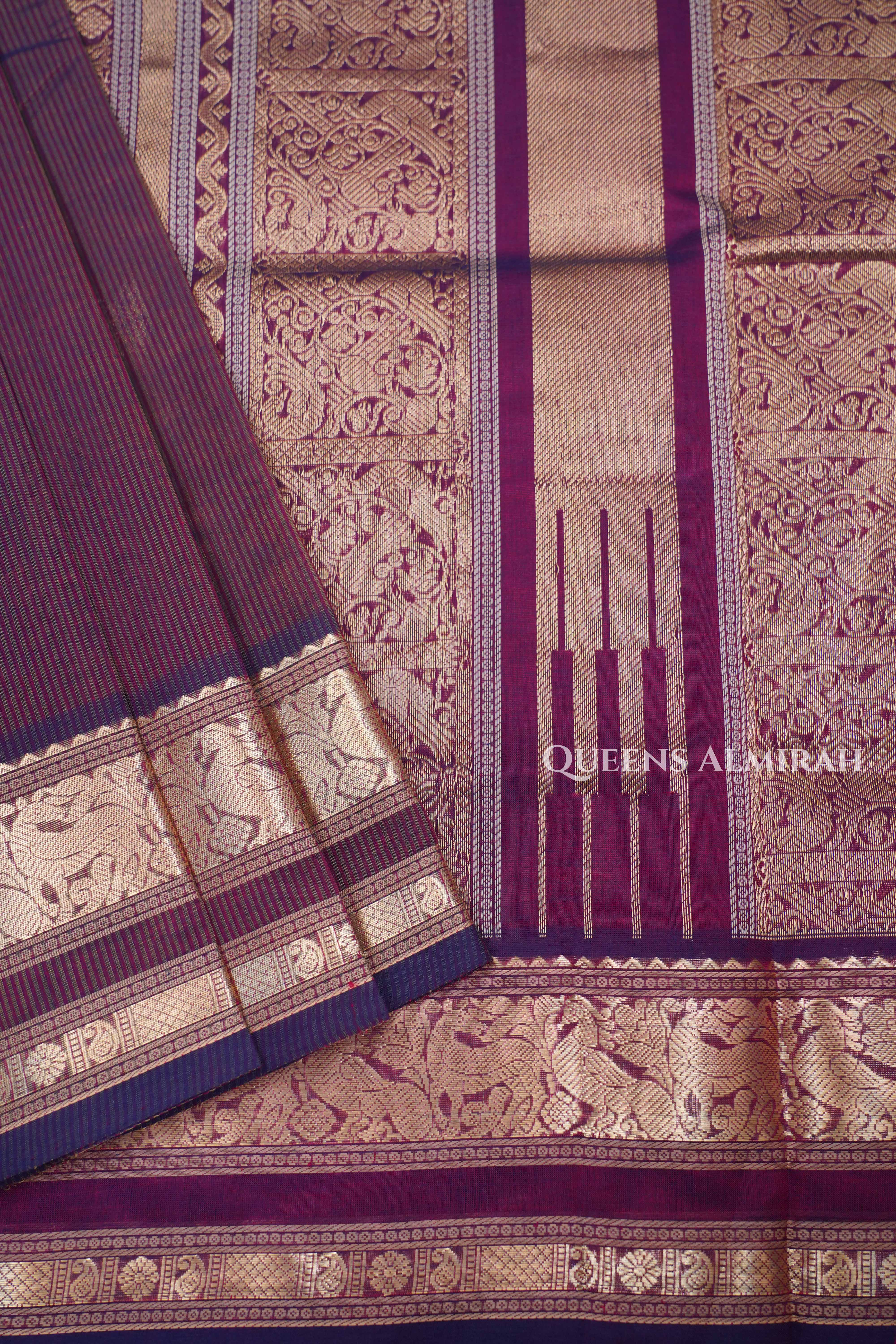 Cocoa Bean Karaikudi Chettinad Silk Cotton Saree