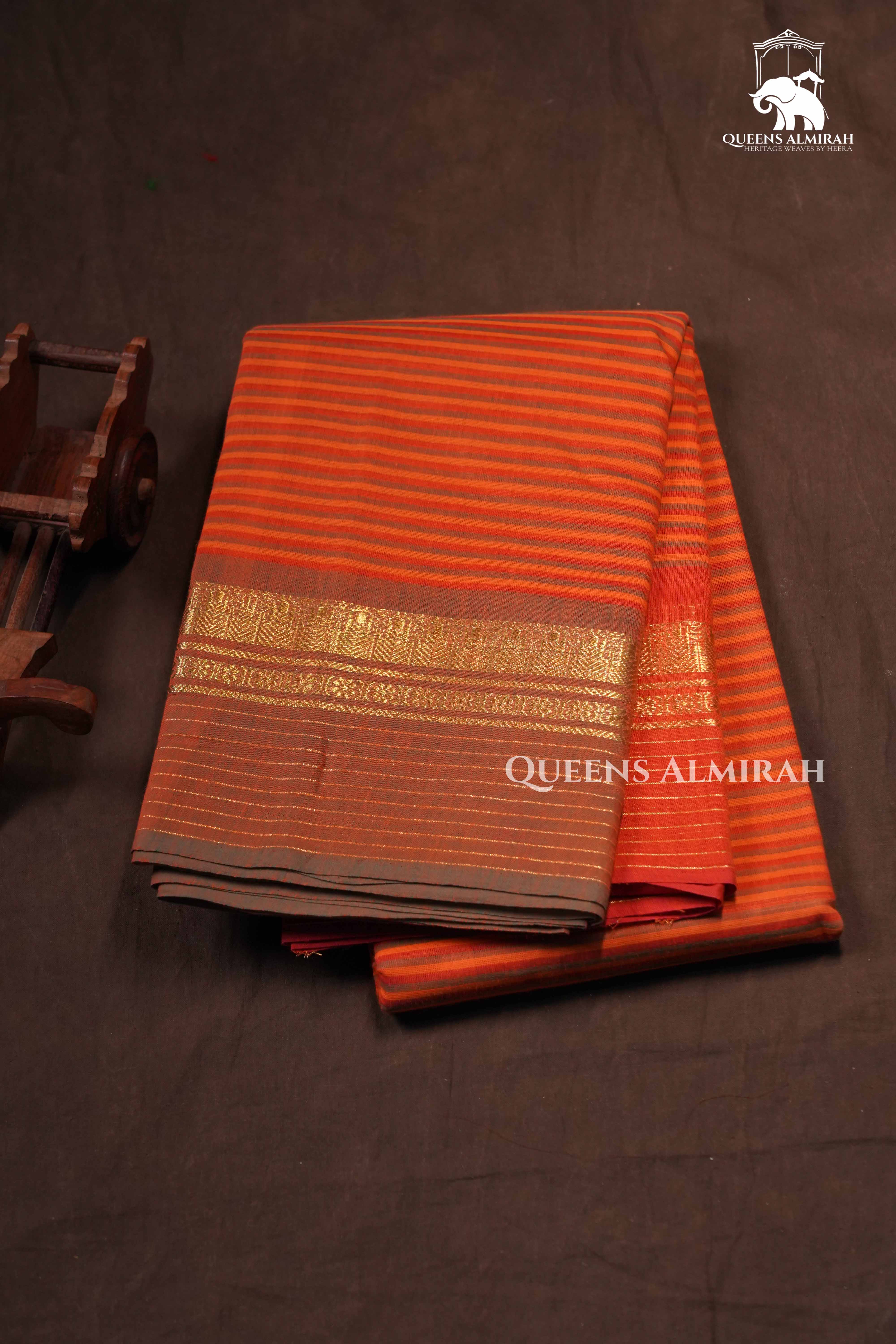 Orange Chettinad Cotton Saree