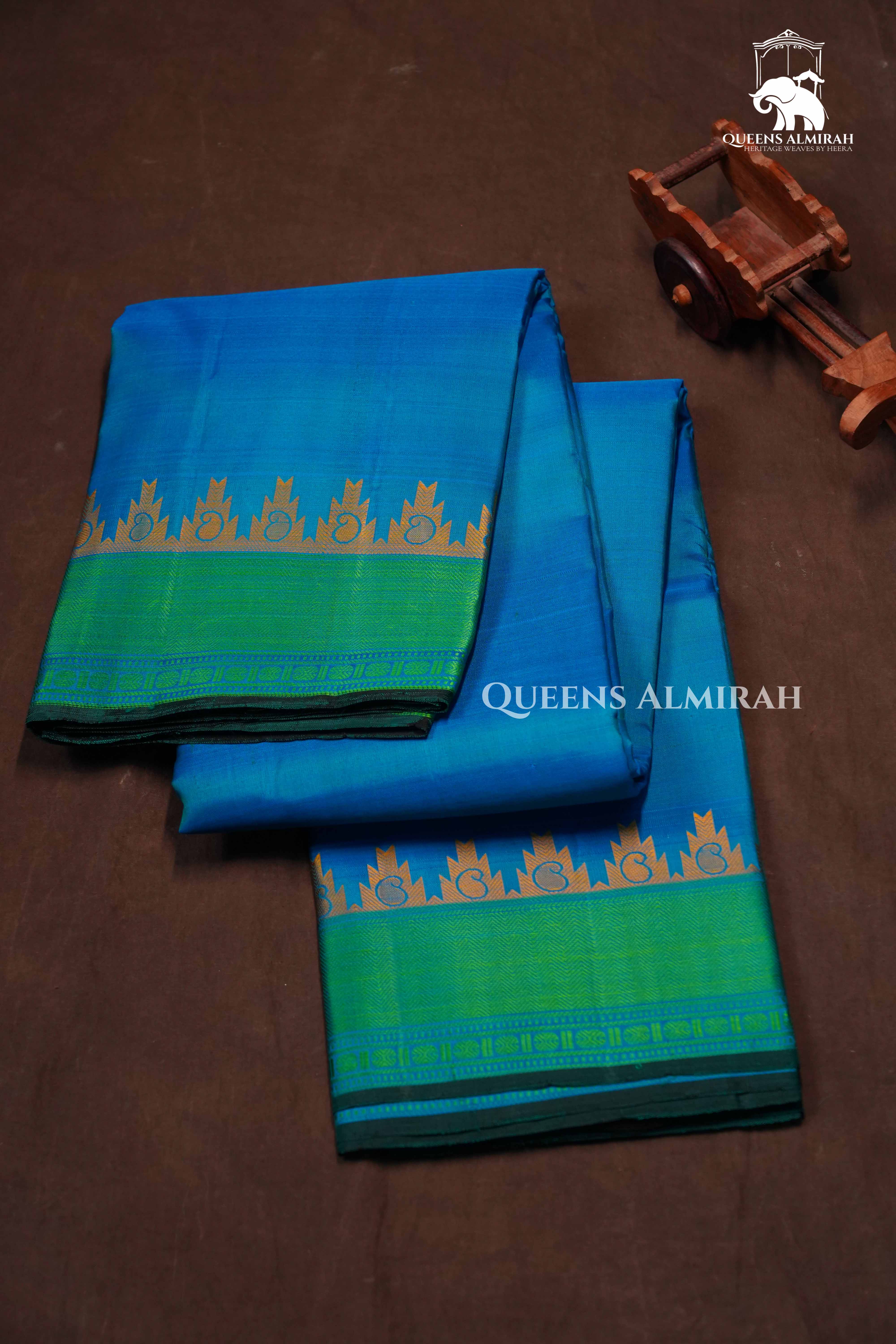 Sea Blue Pure Kanchivaram Silk Saree