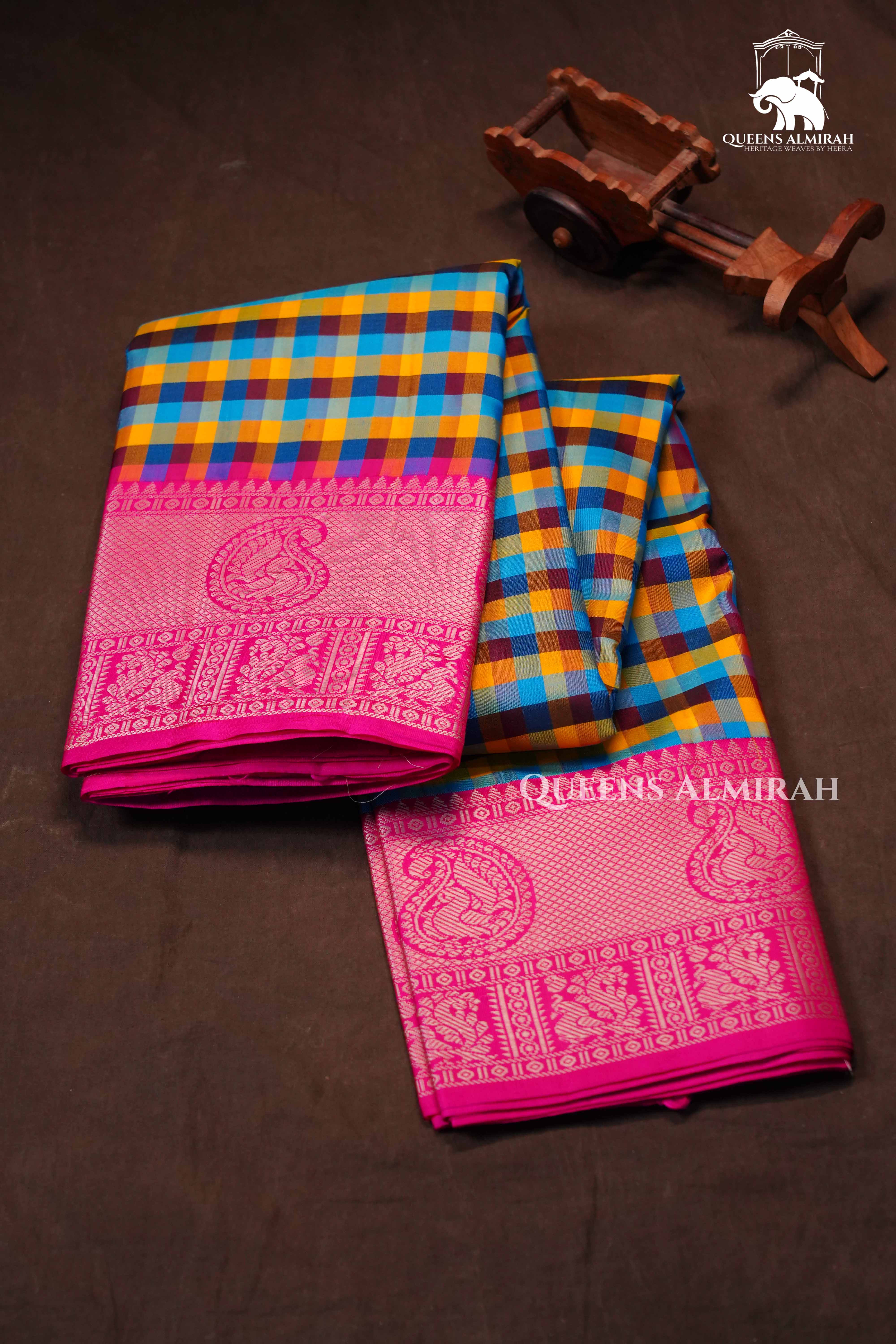 Multi Color Checks Kuravanji Silk Saree5