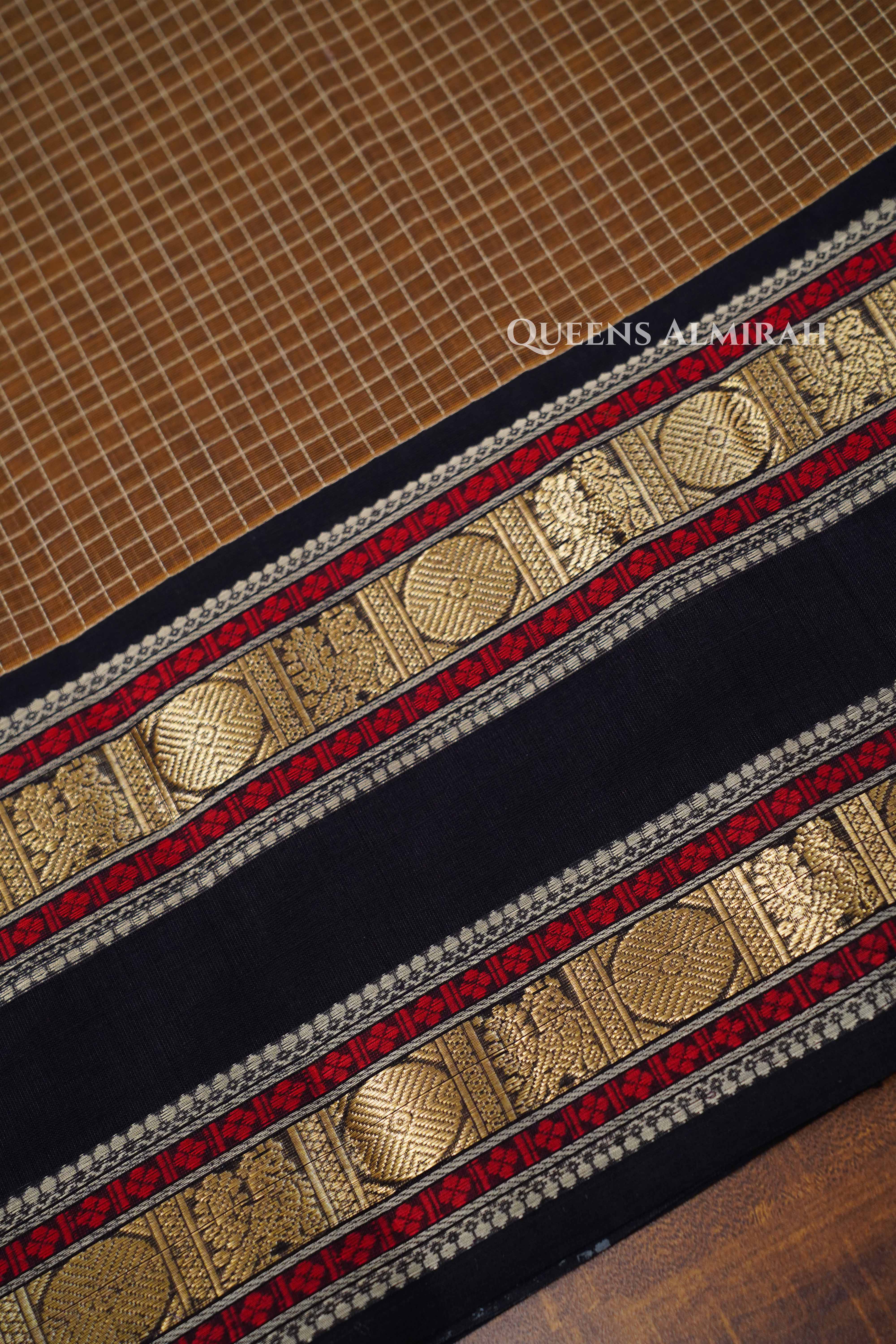 Walnut Brown Karaikudi Chettinad Silk Cotton Saree