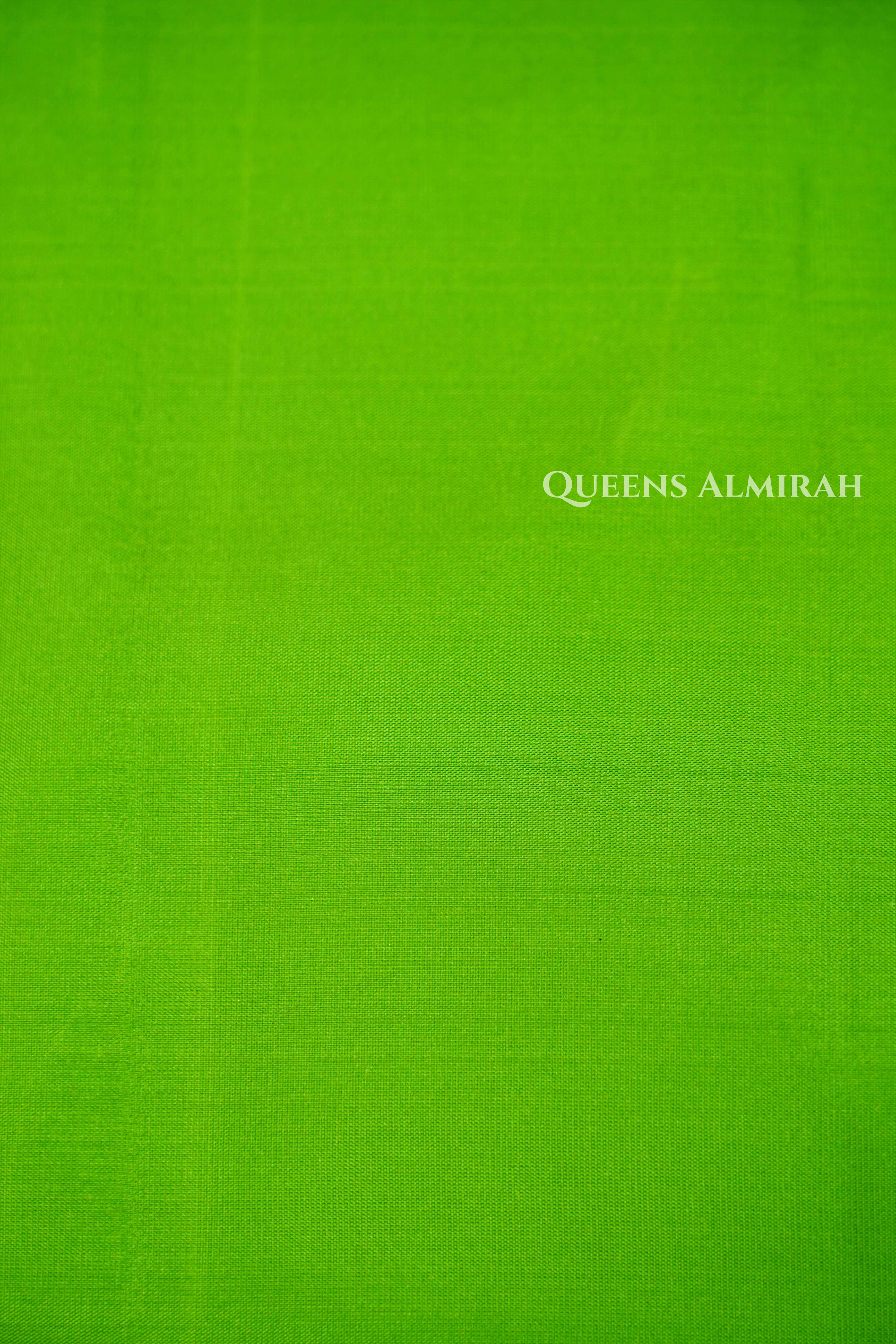Parrot Green With Multi Checks Kanchivaram Silk Saree