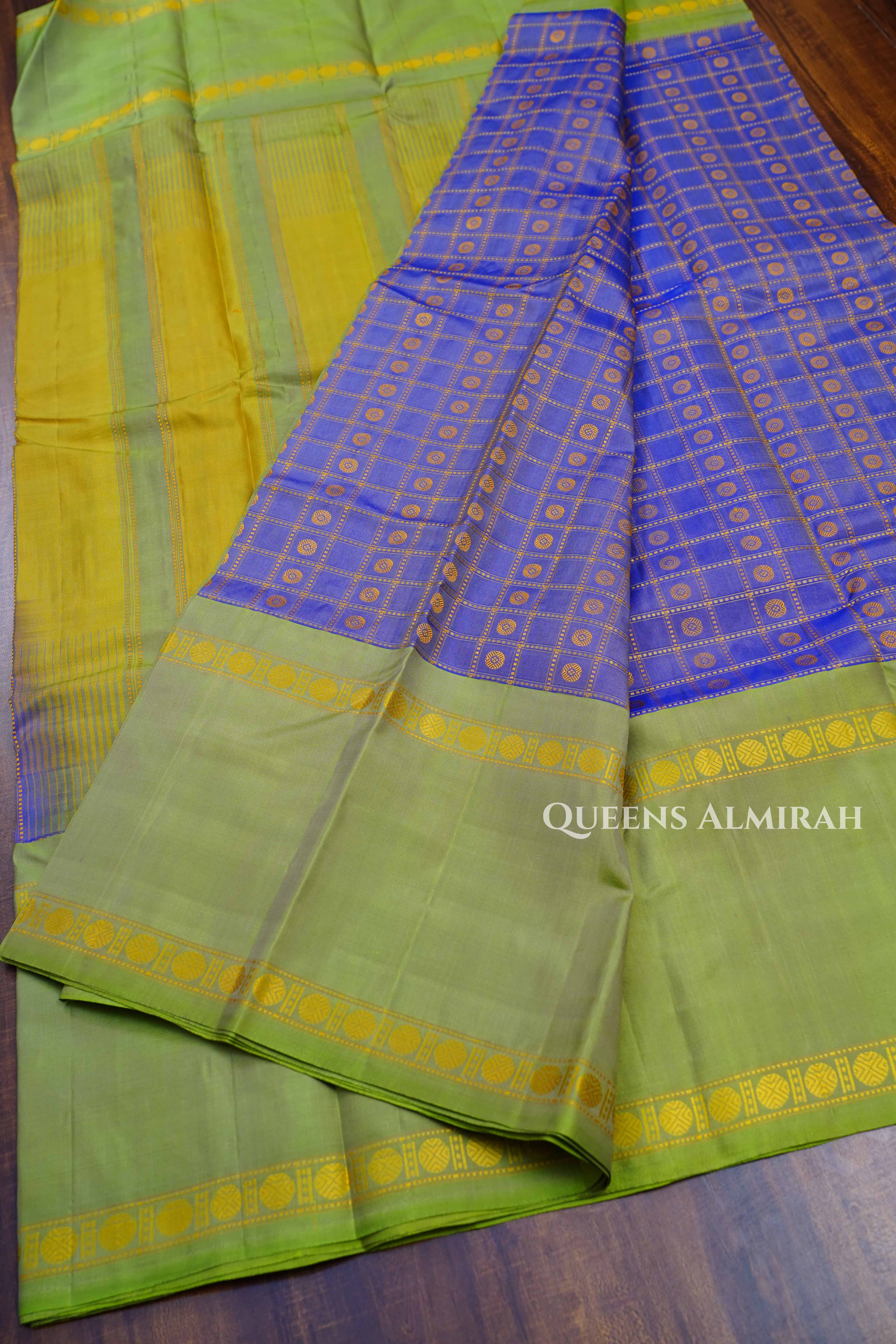 Lavender With Green Pure Kanchivaram Silk Saree