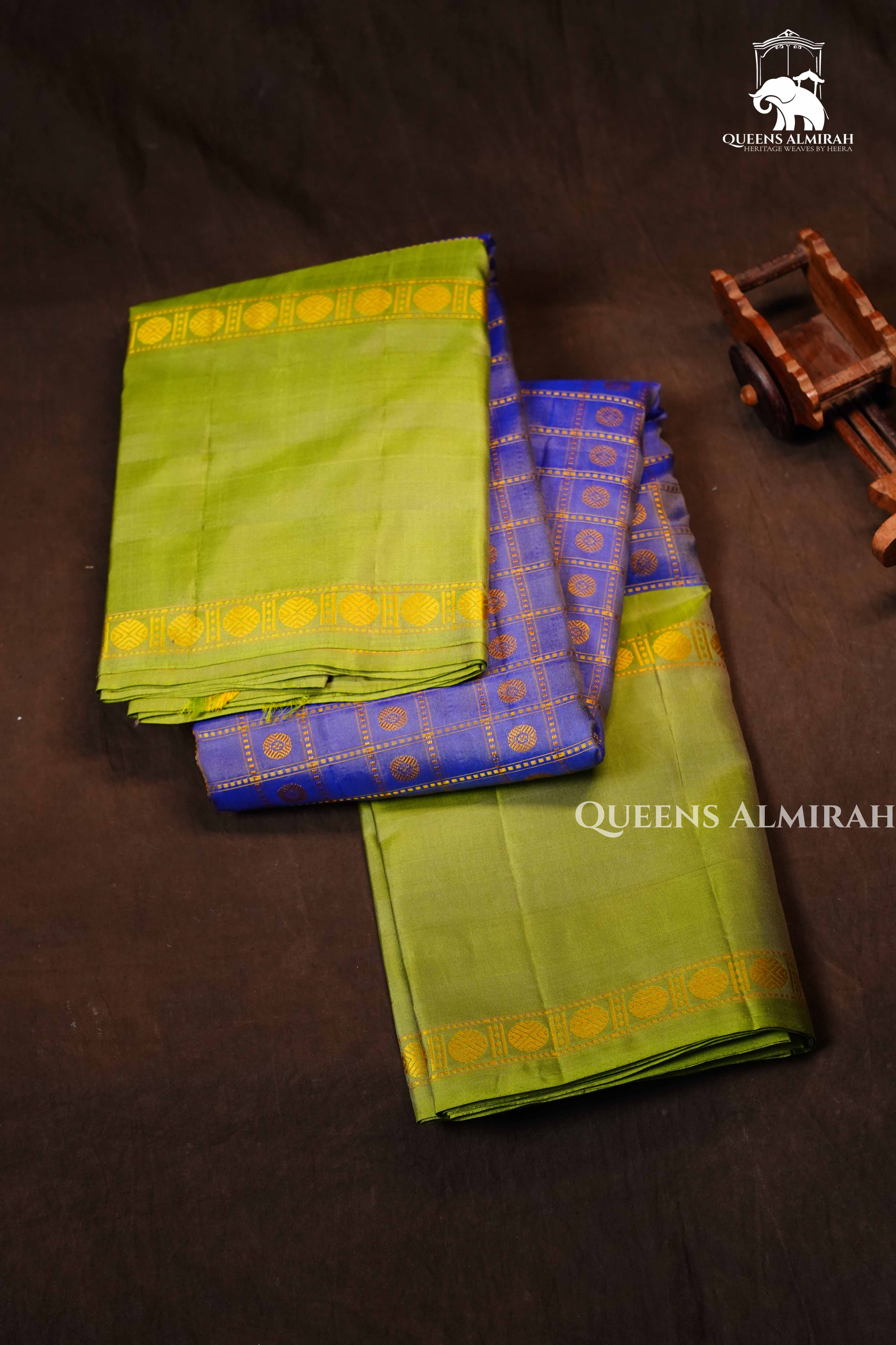 Lavender With Green Pure Kanchivaram Silk Saree