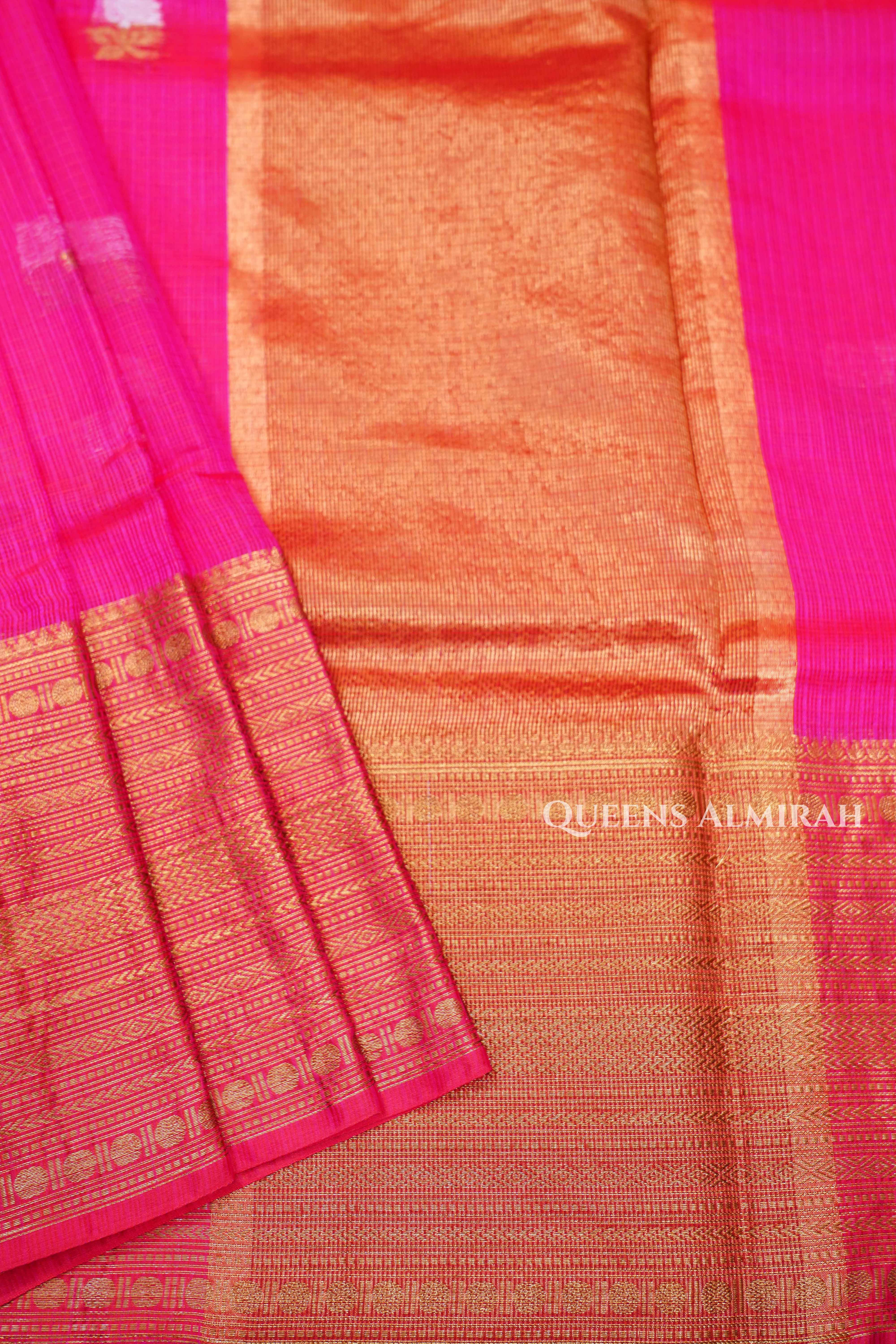 Magenta Pink Pure Kota Silk Saree