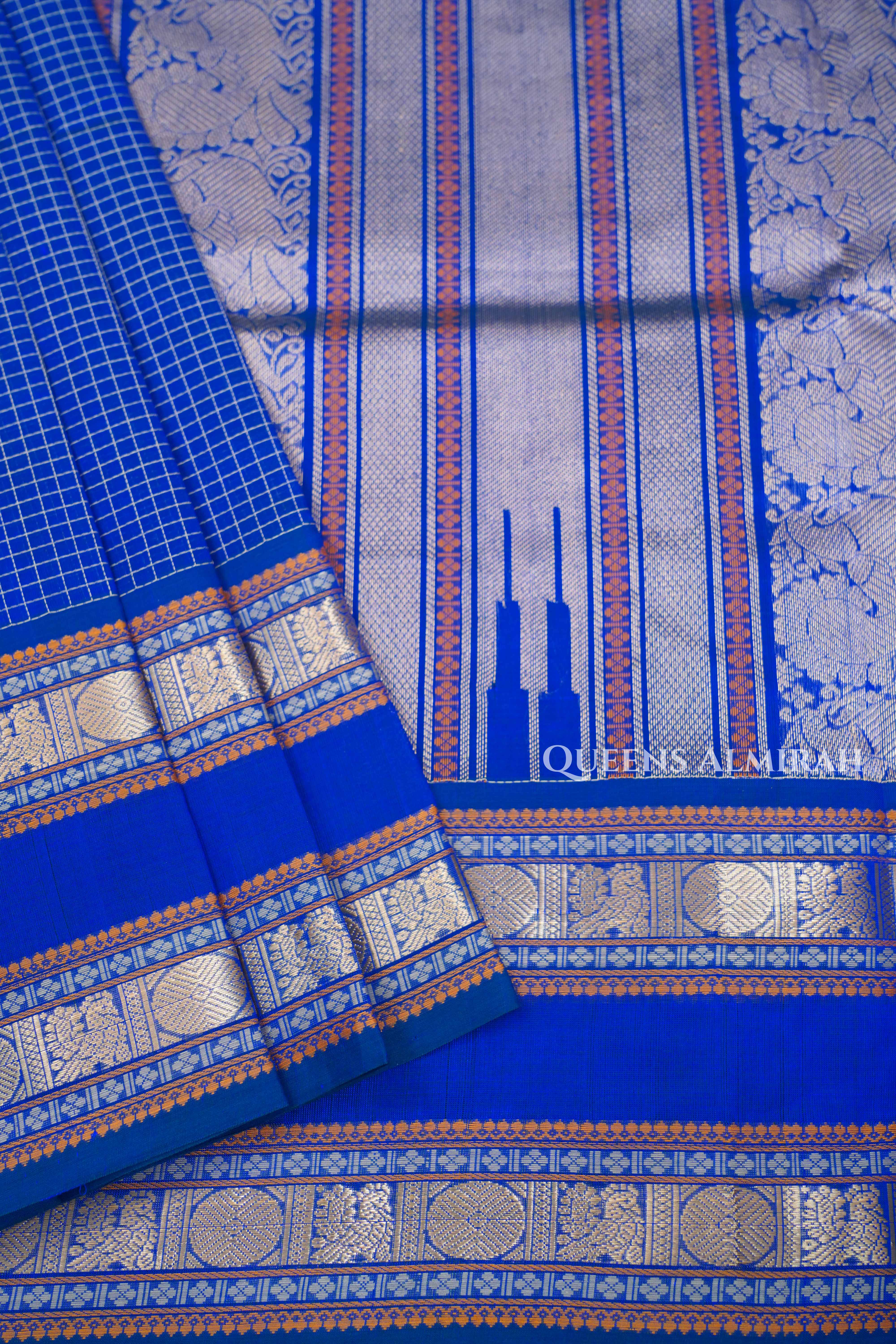 Royal Blue Karaikudi Chettinad Silk Cotton Saree