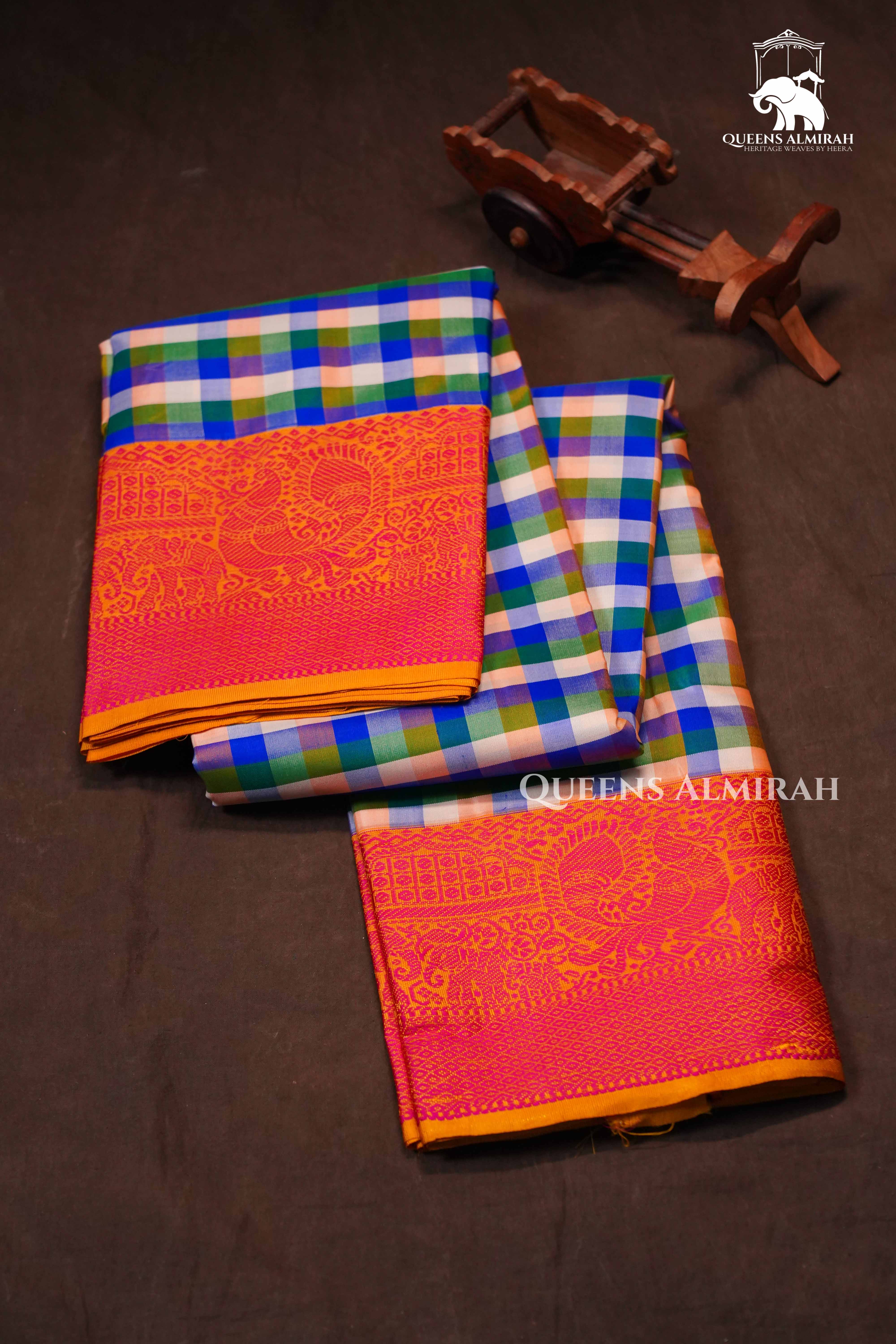 Multi Checks Kuravanji Silk Saree 6