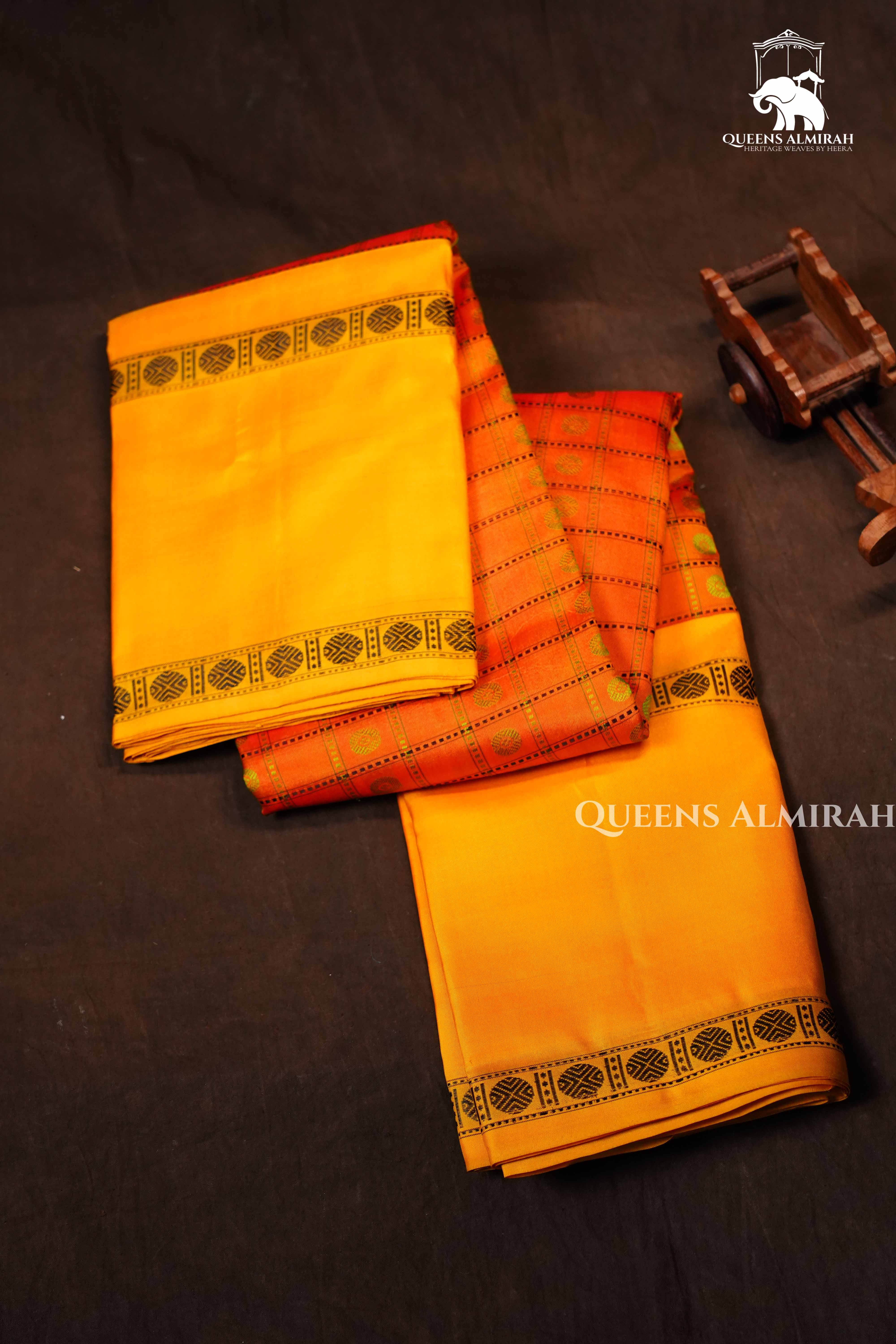 Orange With Yellow Pure Kanchivaram Silk Saree