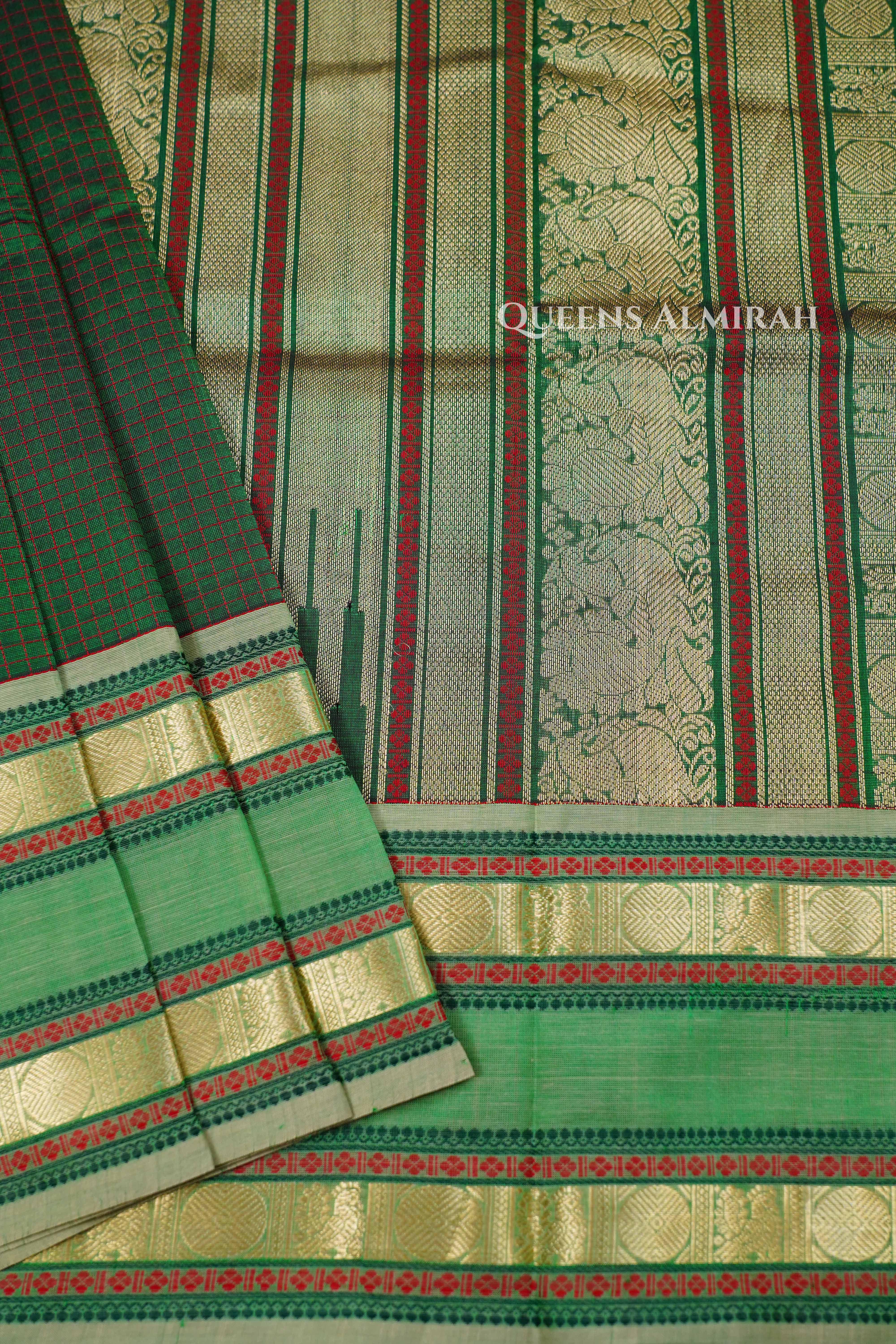 Green Karaikudi Chettinad Silk Cotton Saree 1