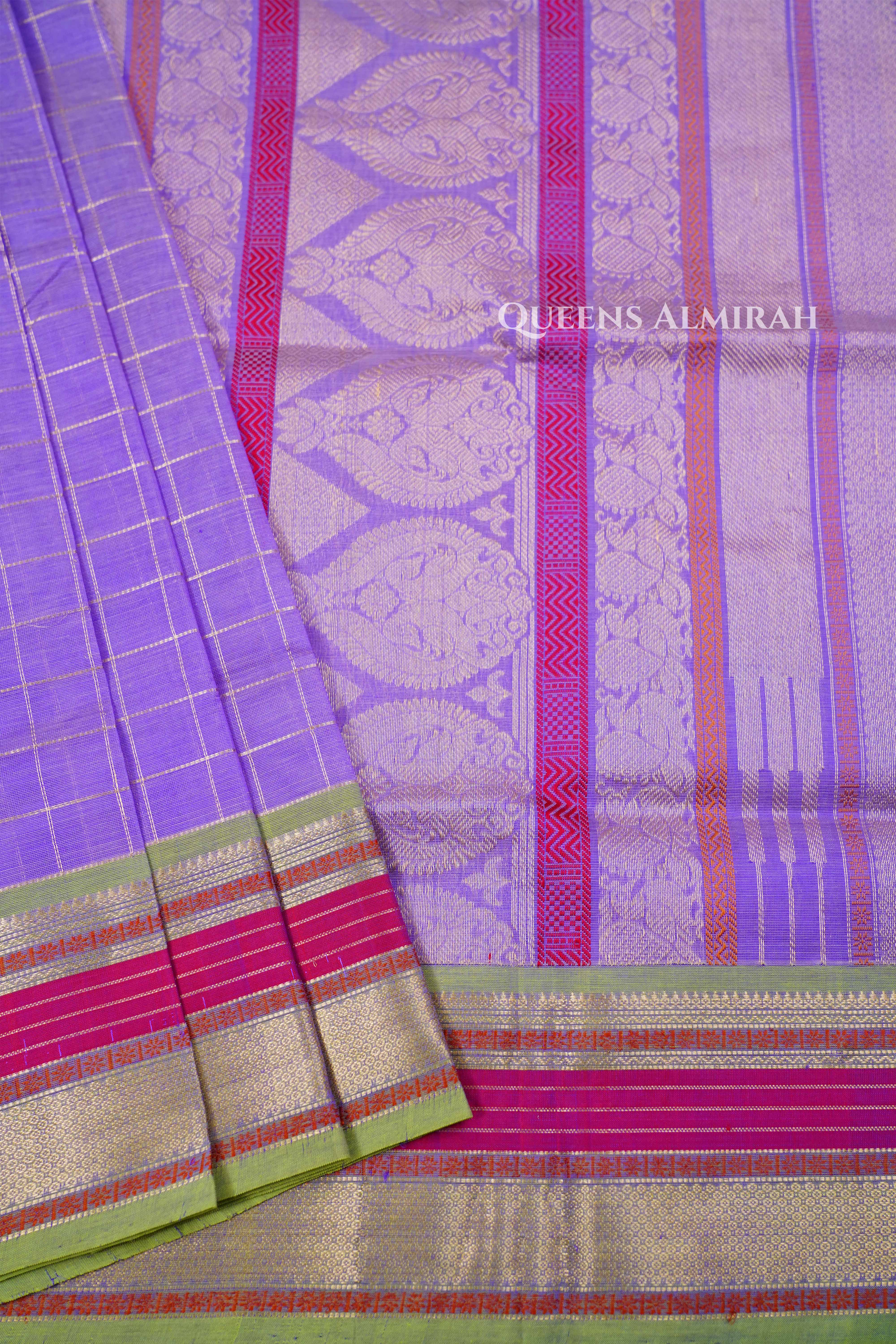 Lilac Purple- Karaikudi Chettinad Silk Cotton Saree