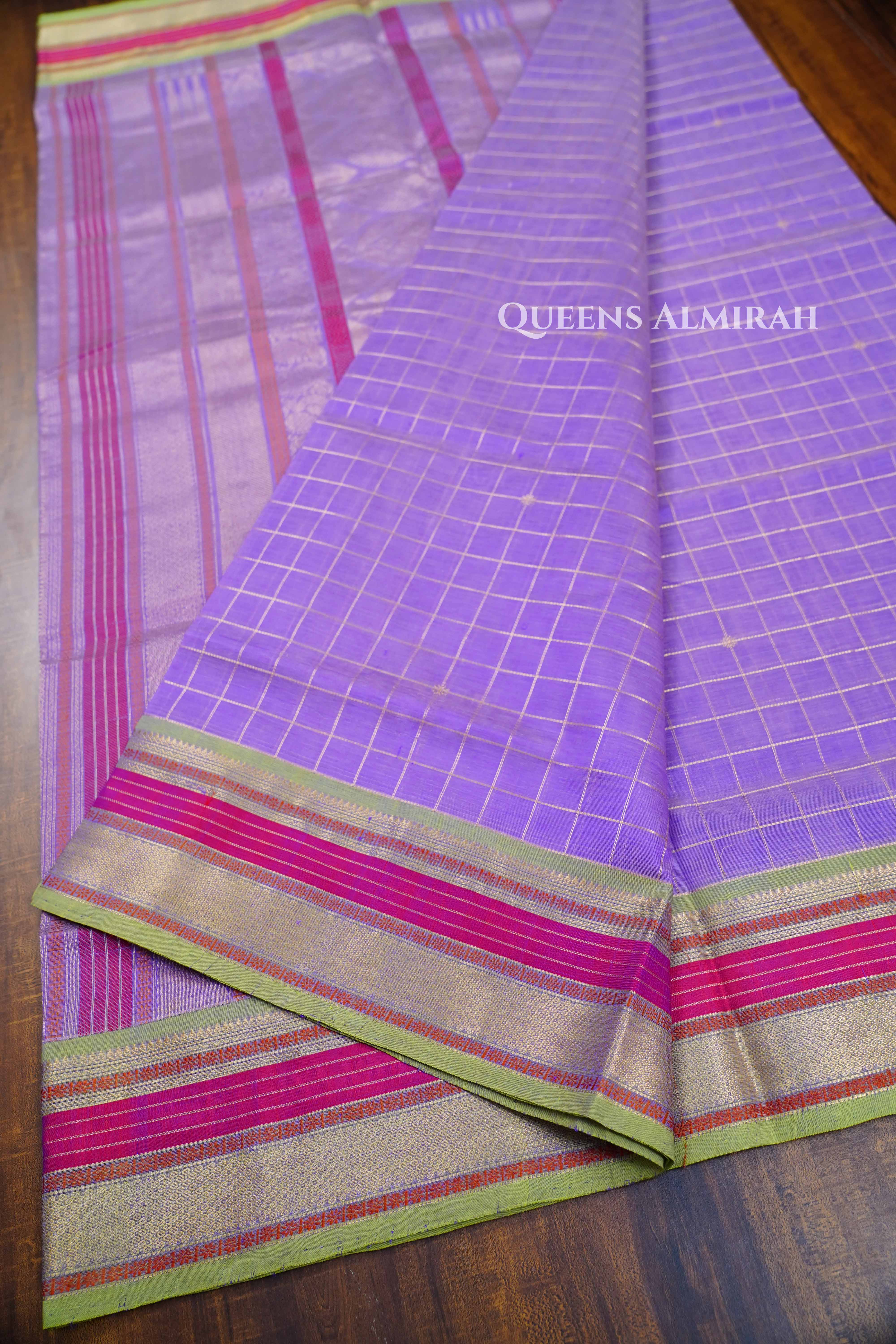 Lilac Purple- Karaikudi Chettinad Silk Cotton Saree