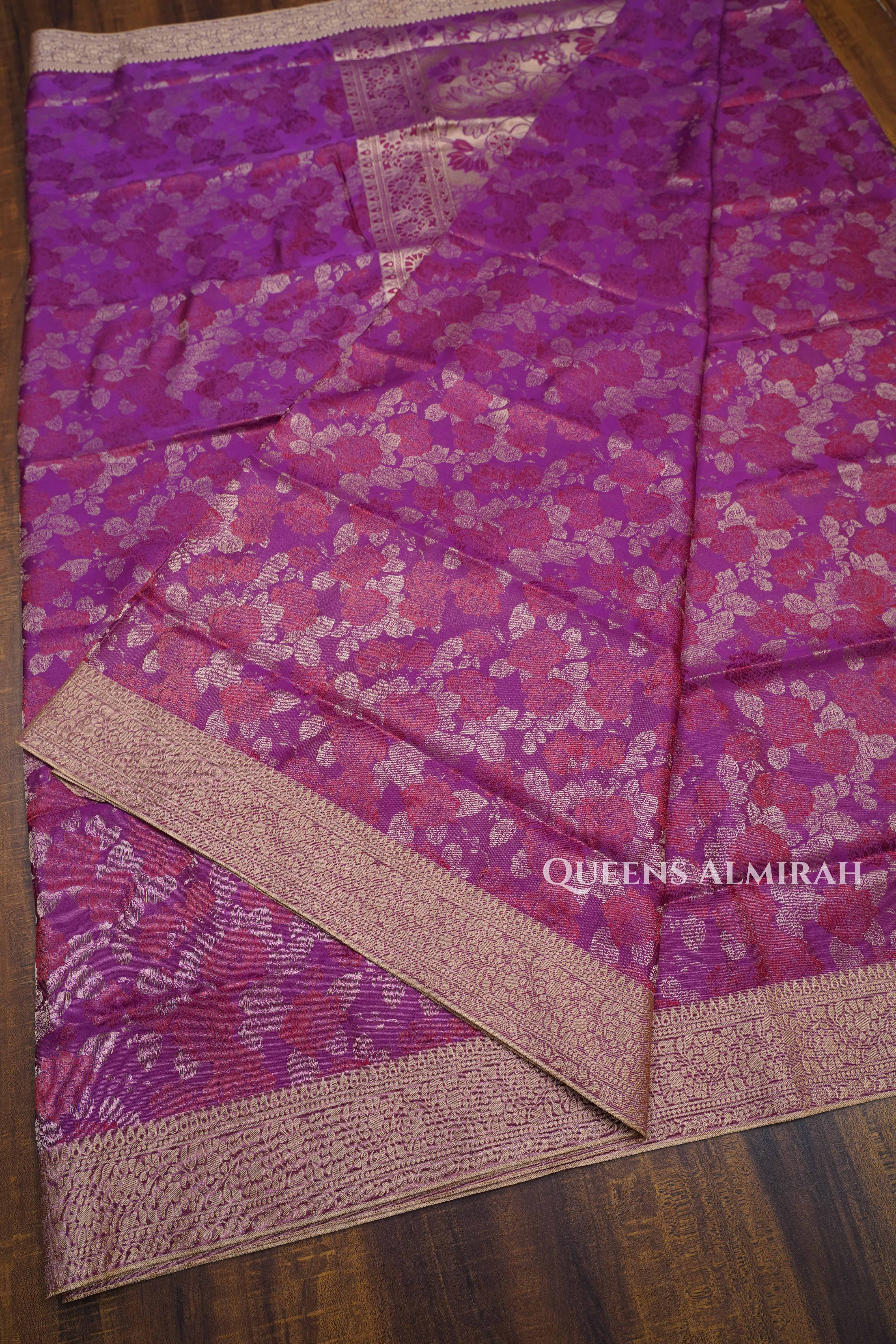 Purple Pashmina Silk Saree