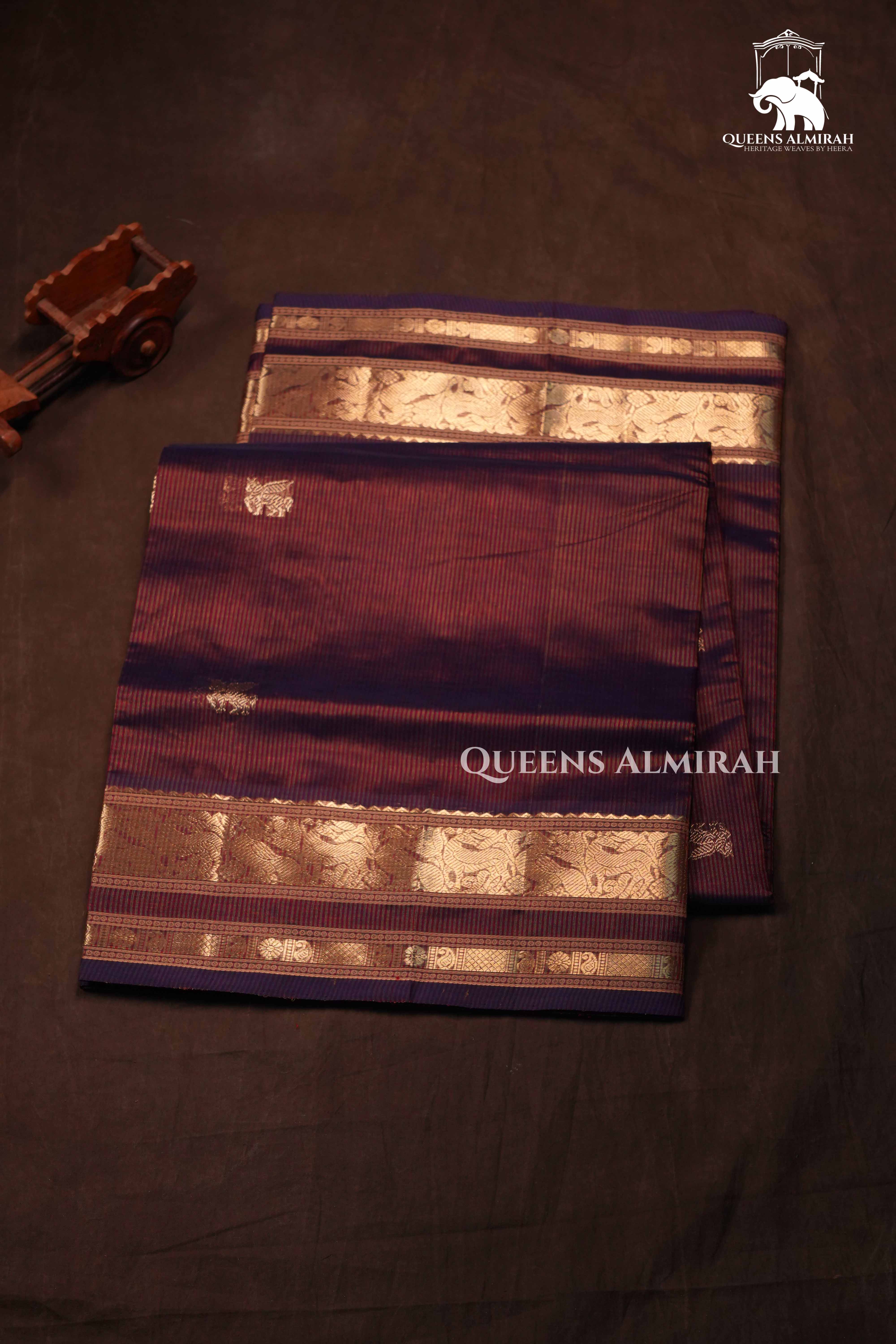 Cocoa Bean Karaikudi Chettinad Silk Cotton Saree