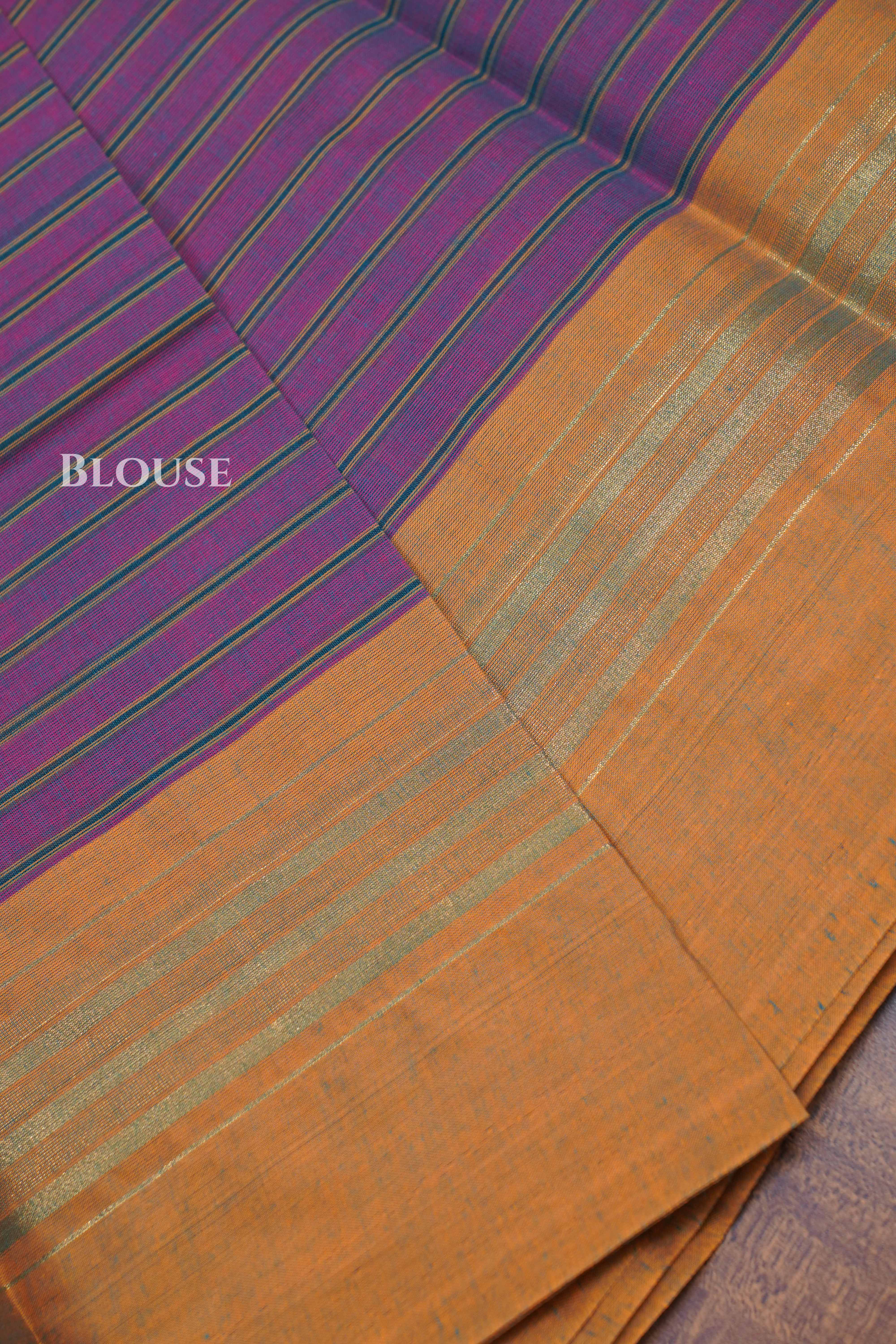 Velvet Maroon With Mustard Yellow Chettinad Cotton Saree