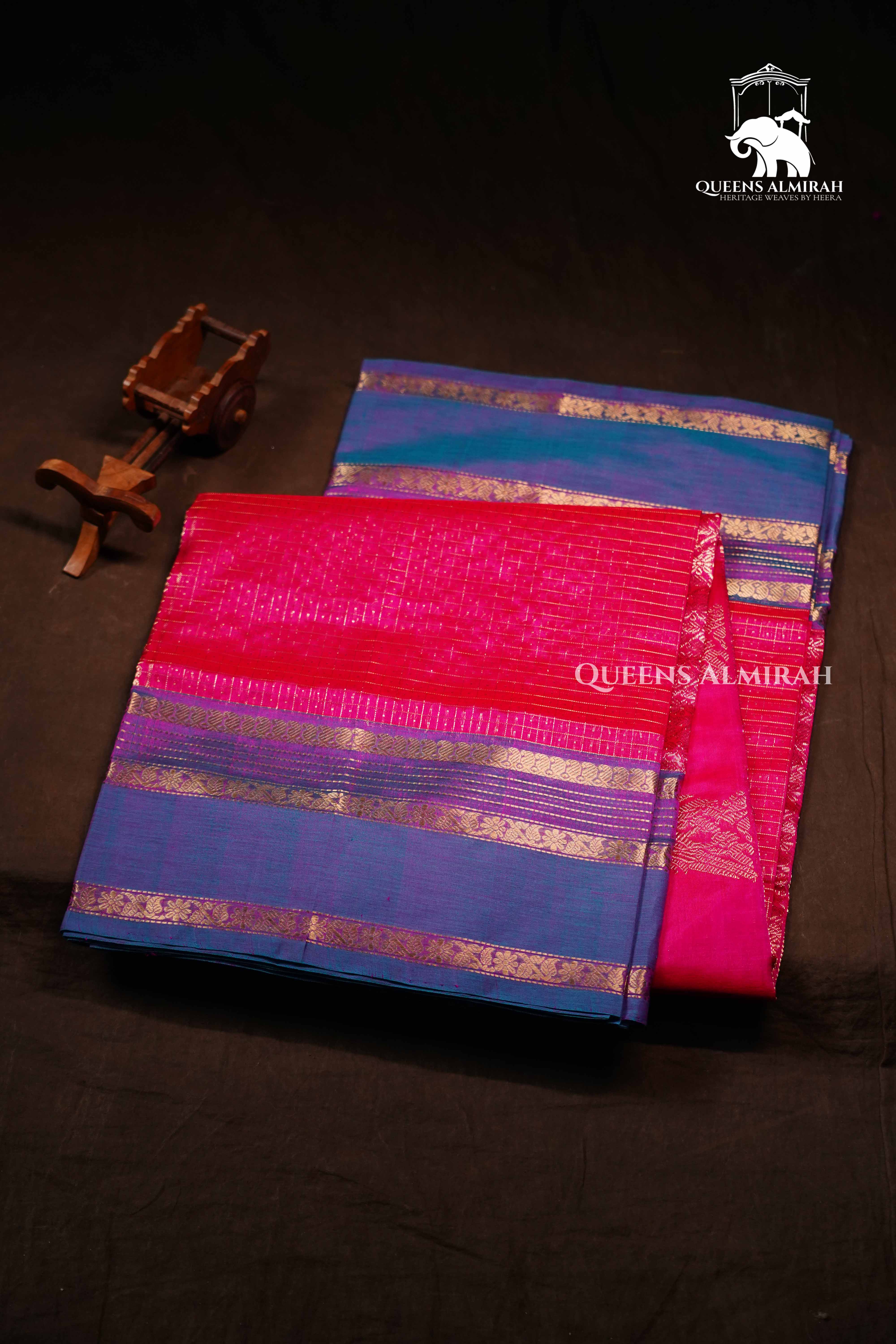Magenta Pink -Karaikudi Chettinad Silk Cotton Saree