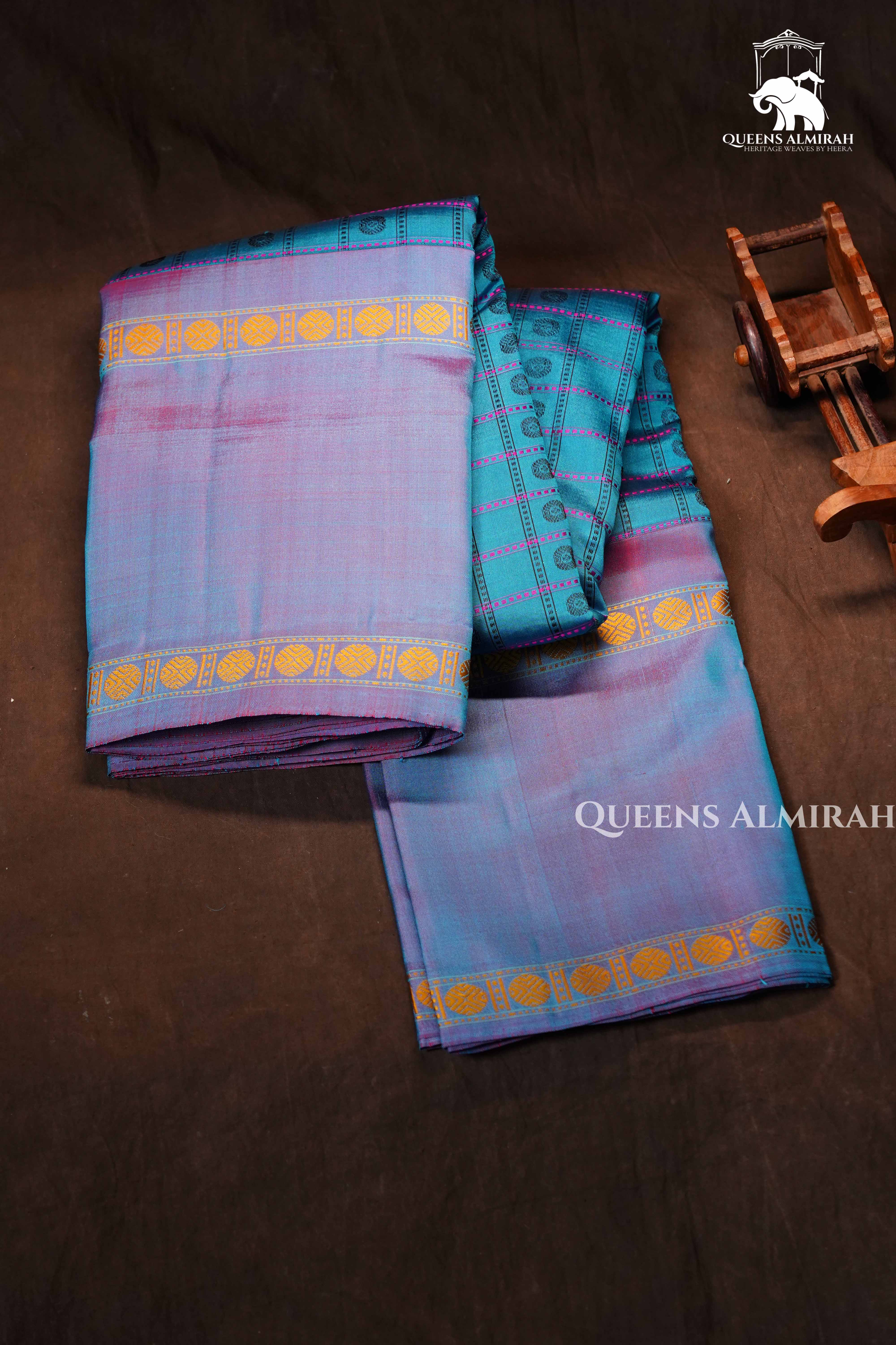 Blue With Purple Pure Kanchivaram Silk Saree