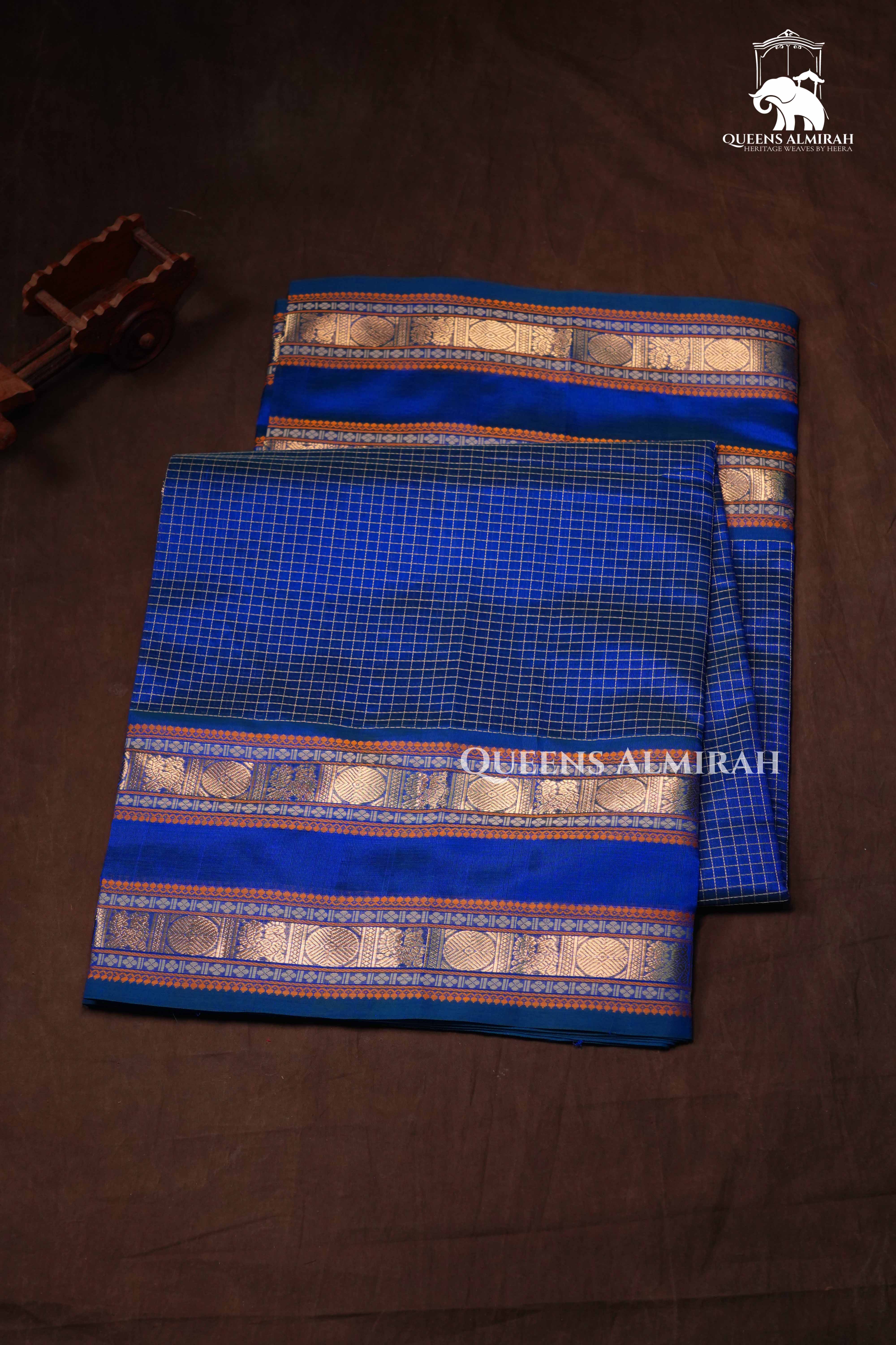 Royal Blue Karaikudi Chettinad Silk Cotton Saree