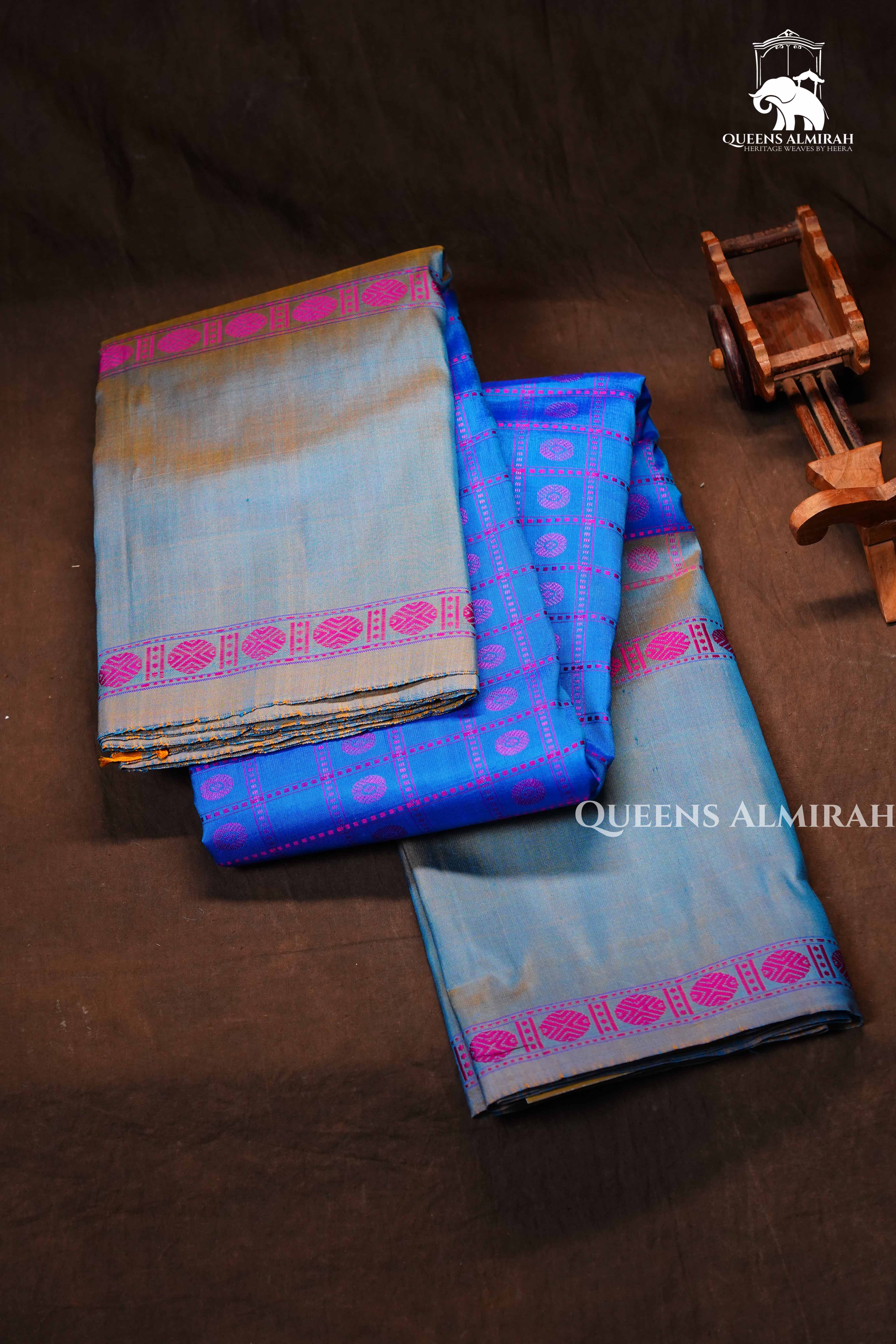 Sea Blue Pure Kanchivaram Silk Saree