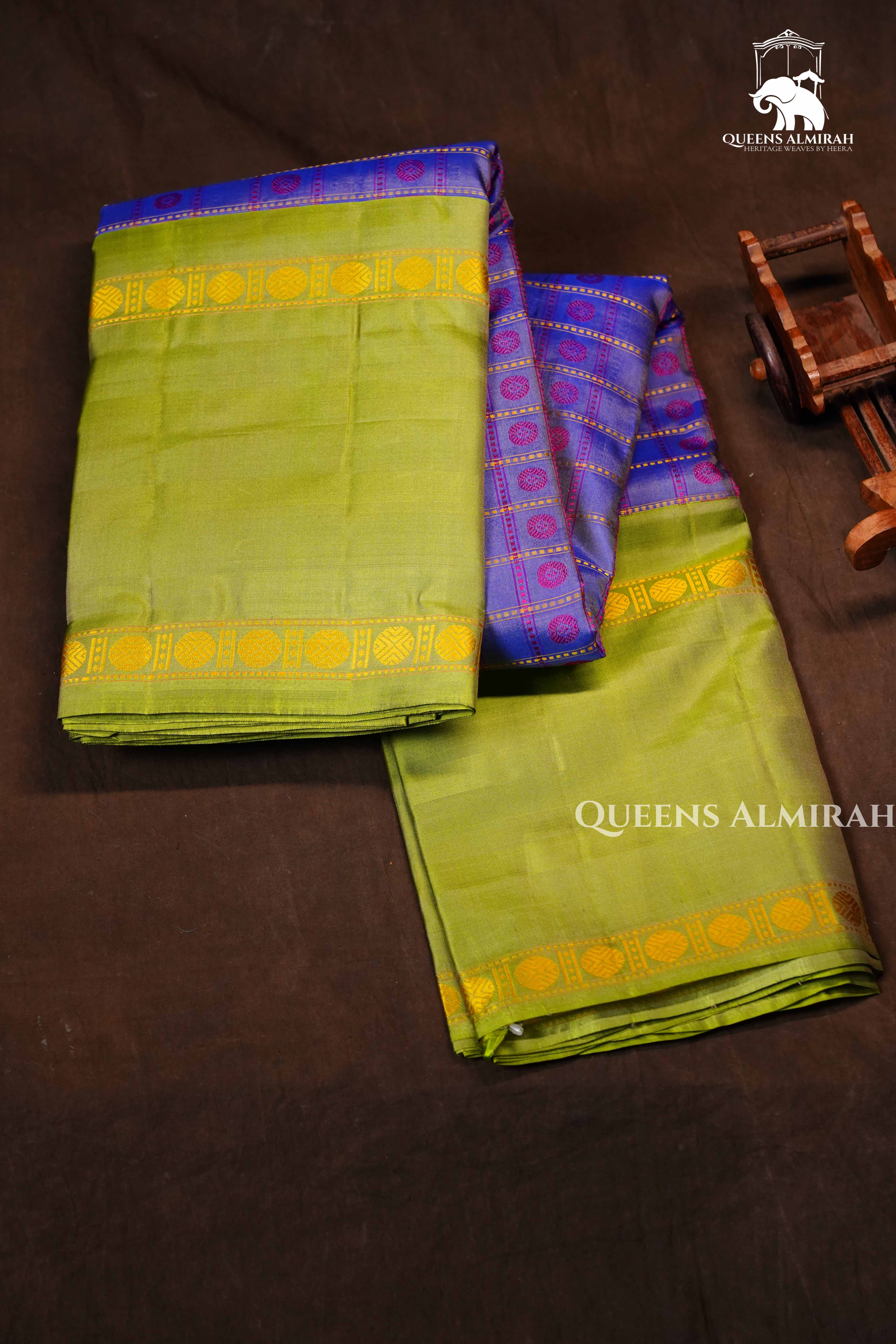 Lavender Purple With Green Pure Kanchivaram Silk Saree