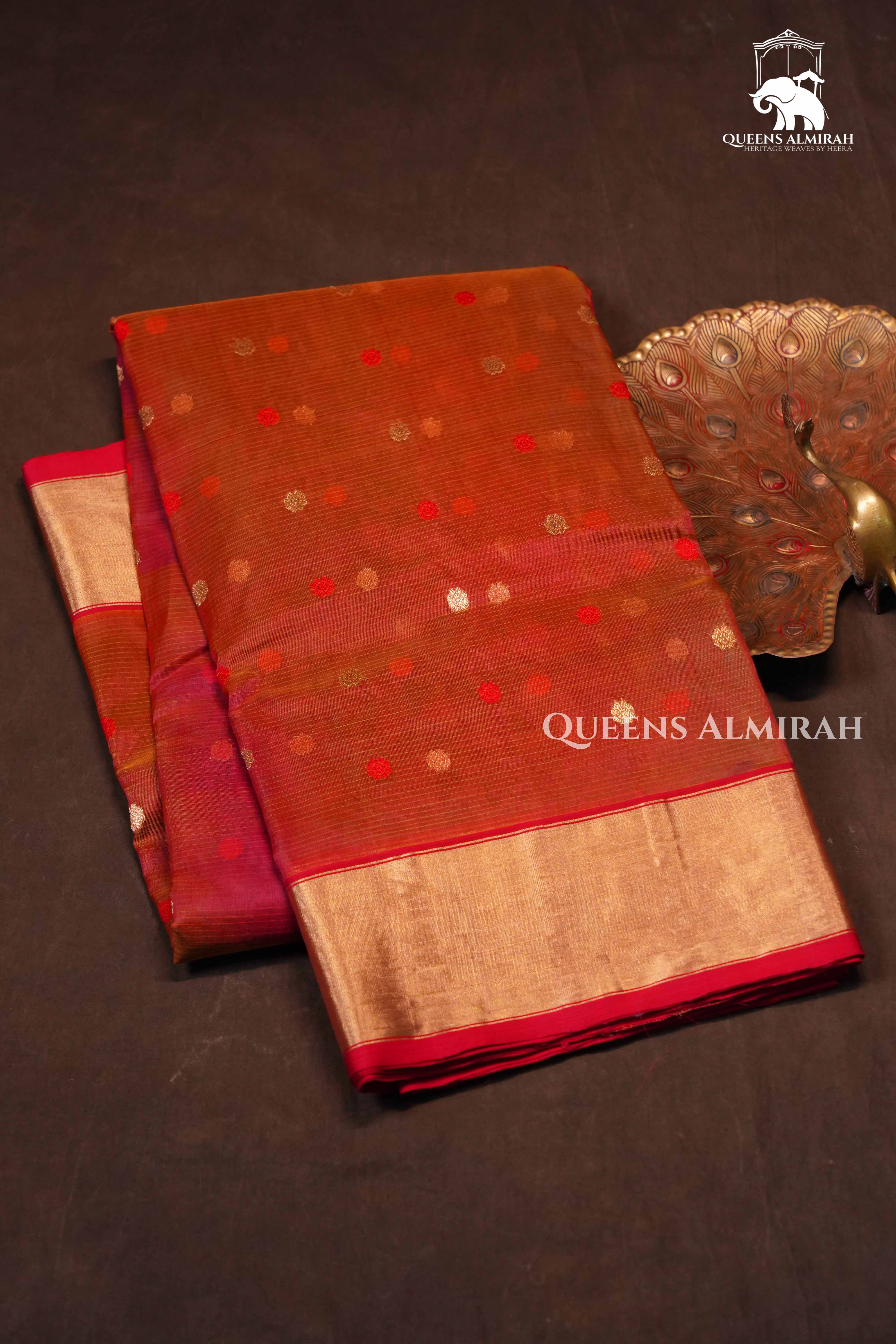 Multi Color -Traditional Chanderi Katan Silk Handloom Saree