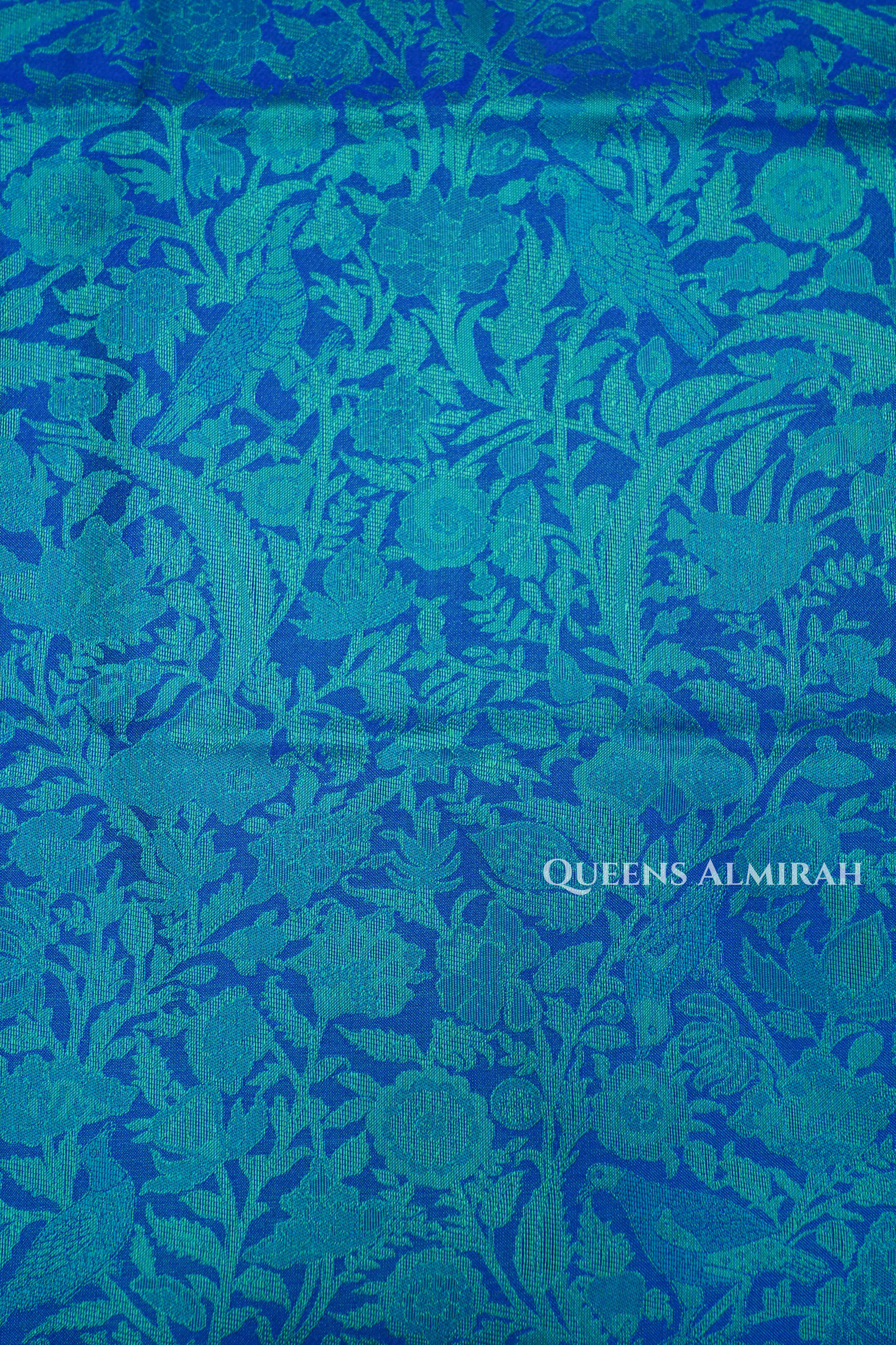 Sea Blue Pashmina Silk Saree