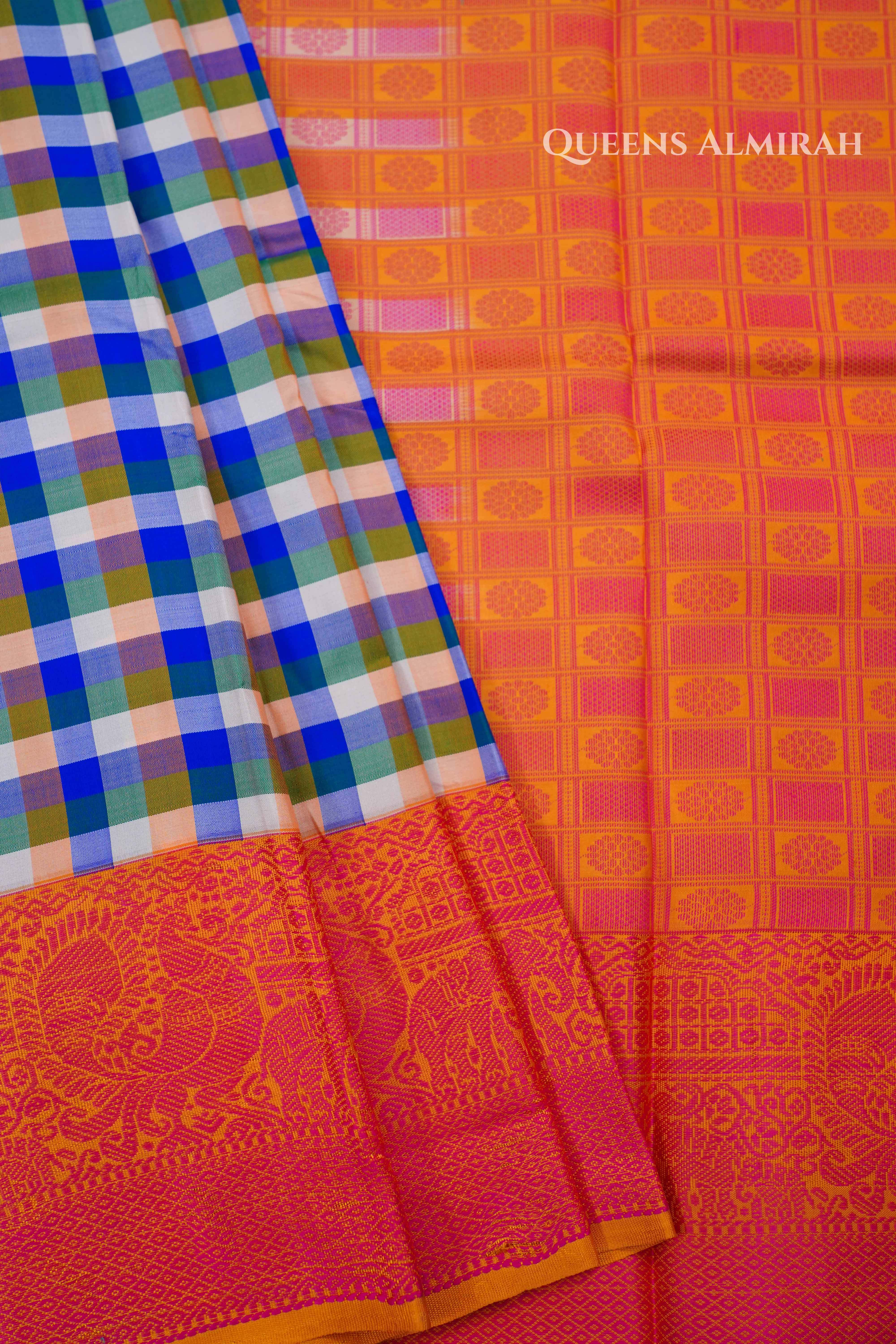 Multi Checks Kuravanji Silk Saree 6