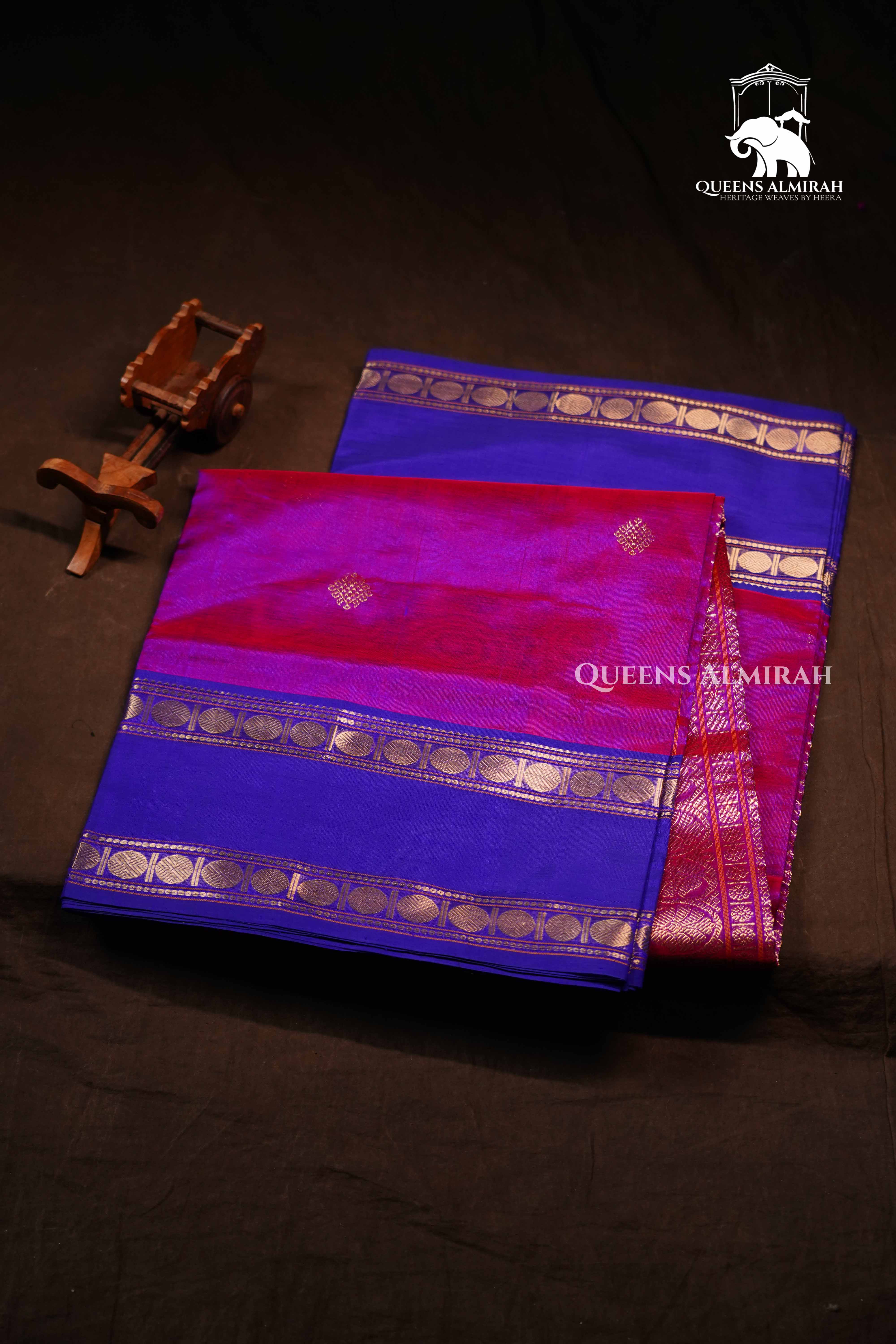 Magenta Purple Karaikudi Chettinad Silk Cotton Saree