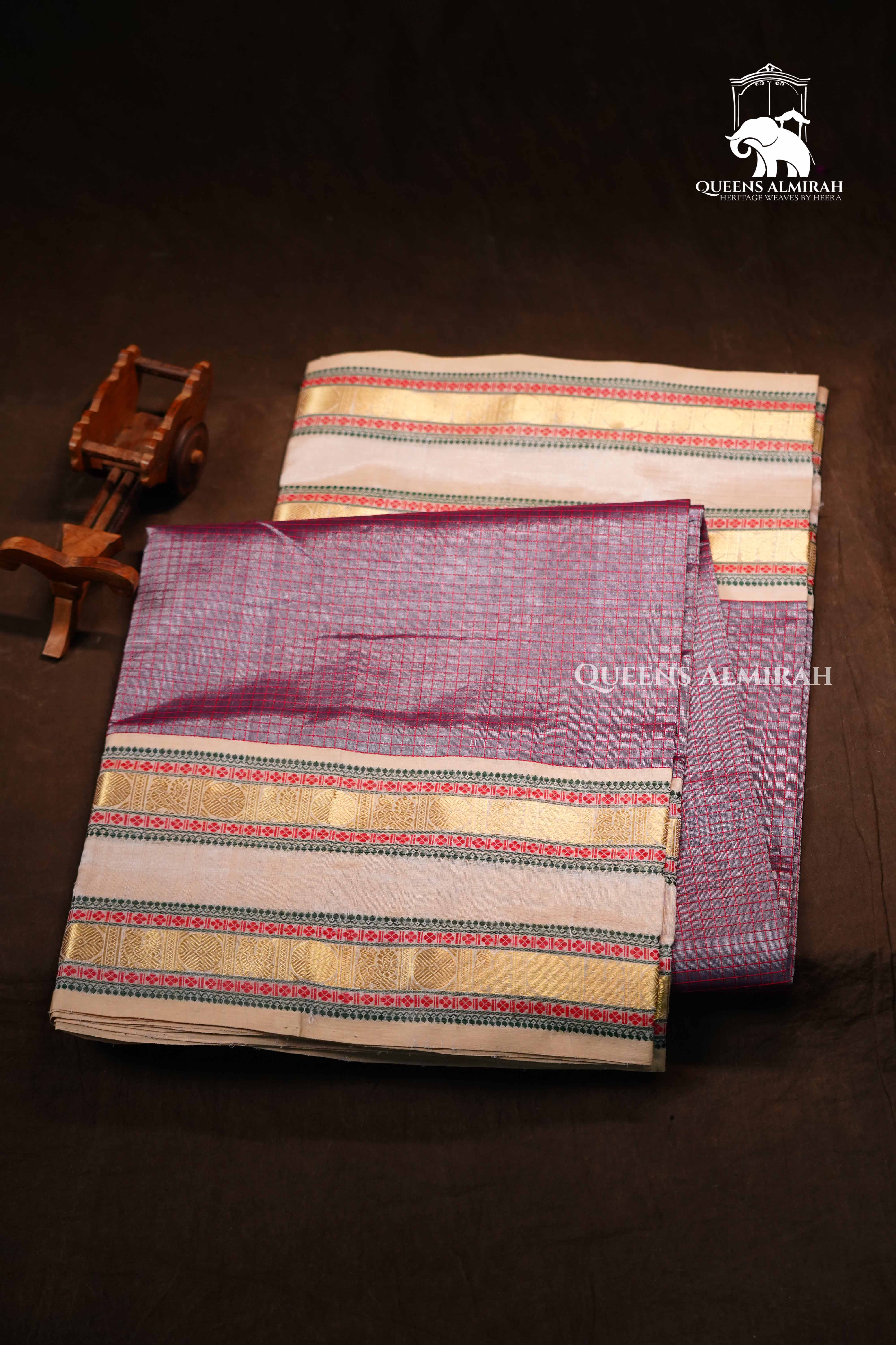 Onion Pink Karaikudi Chettinad Silk Cotton Saree