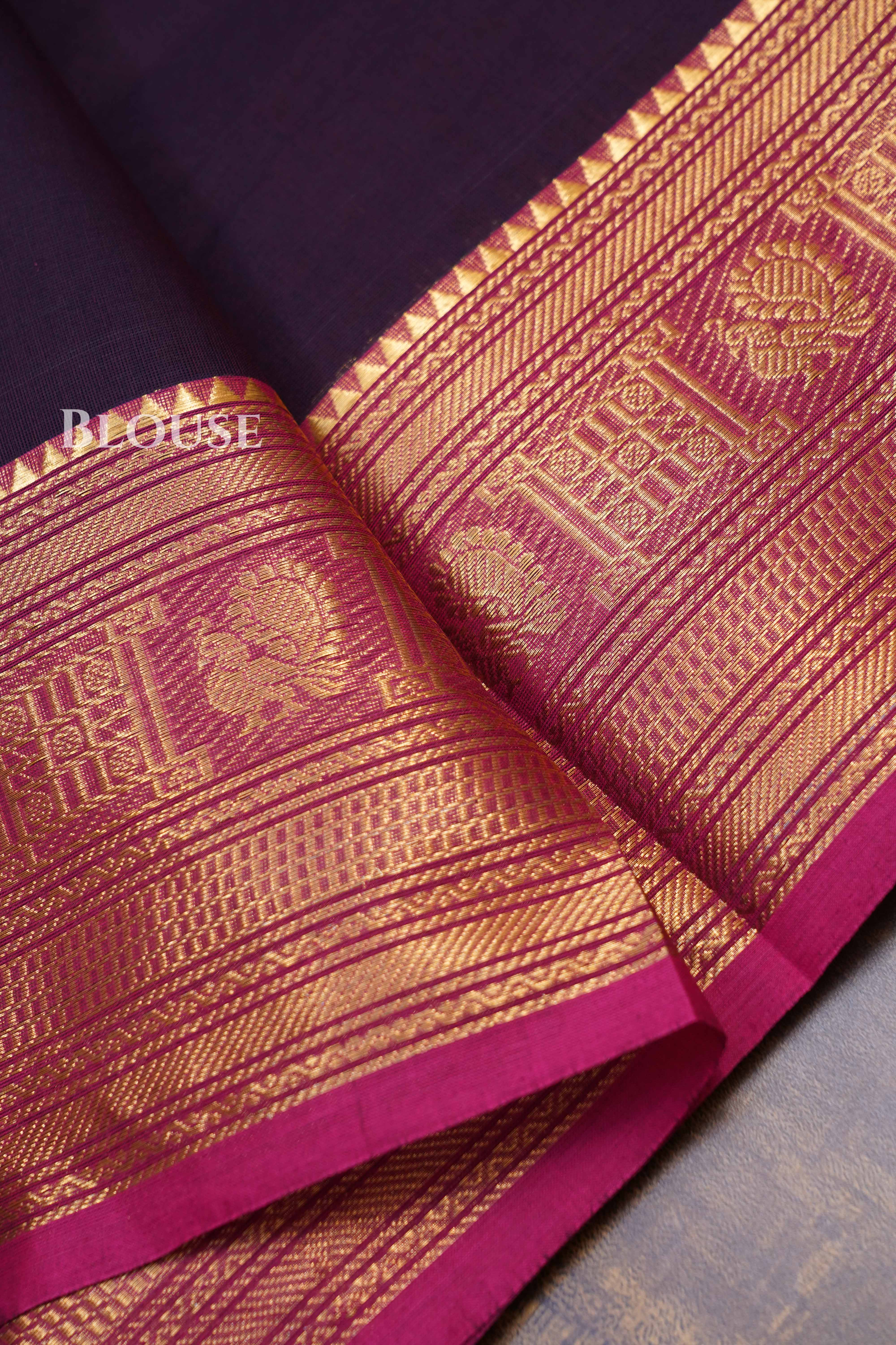 Dark Purple Kanchi Cotton Saree