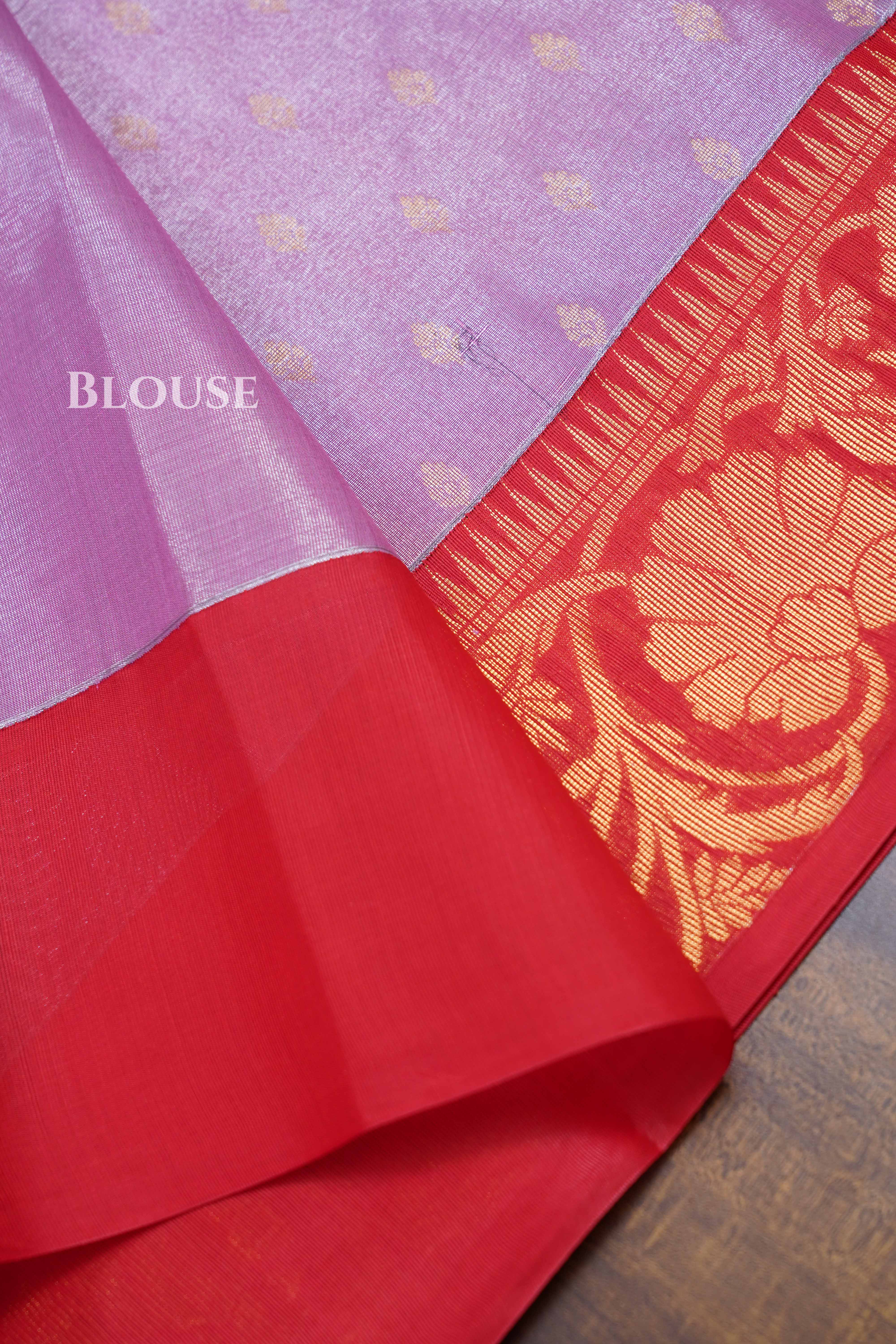 Lilly Pink With Red Tissue Silk Cotton Saree