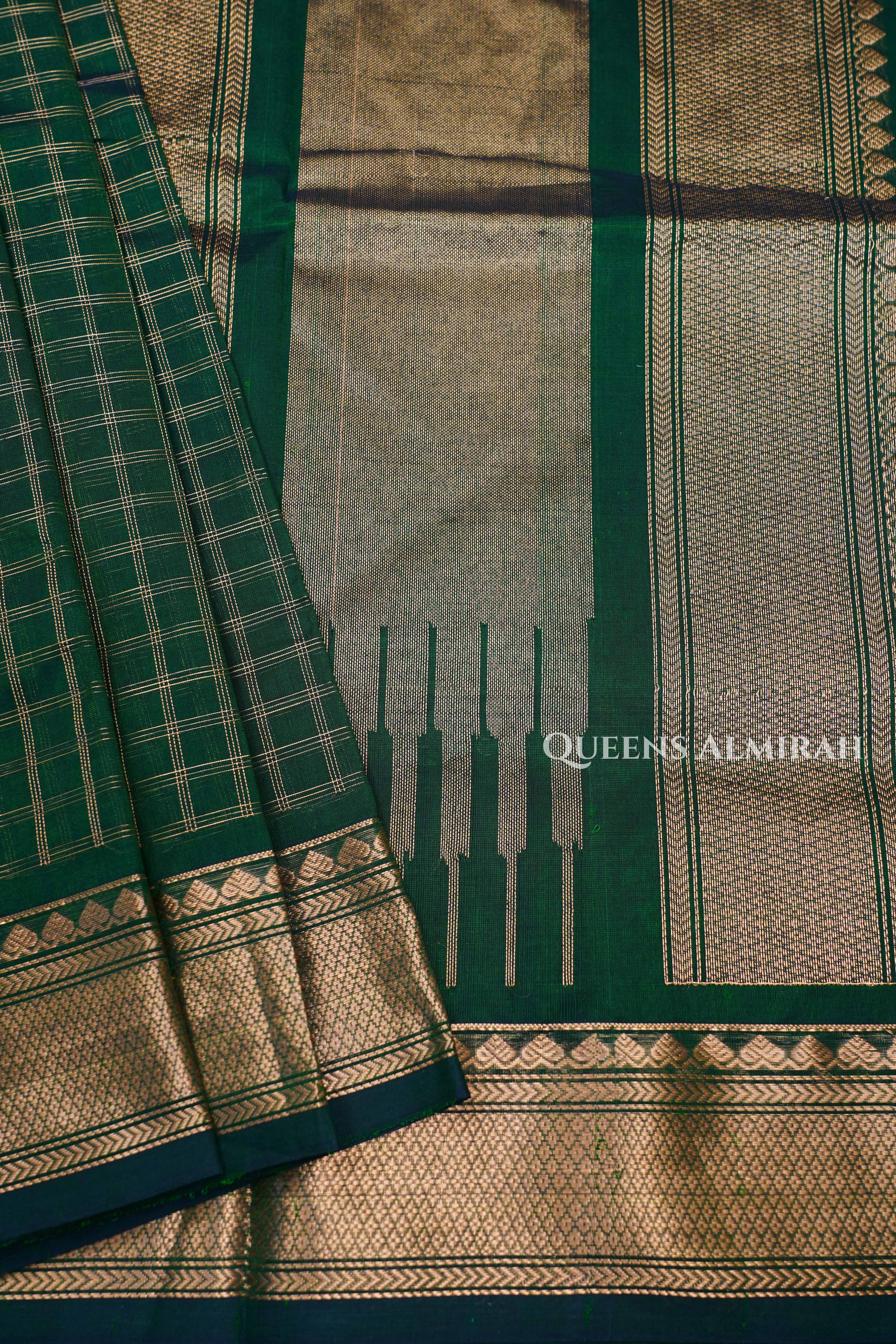 Dark Green Karaikudi Chettinad Silk Cotton