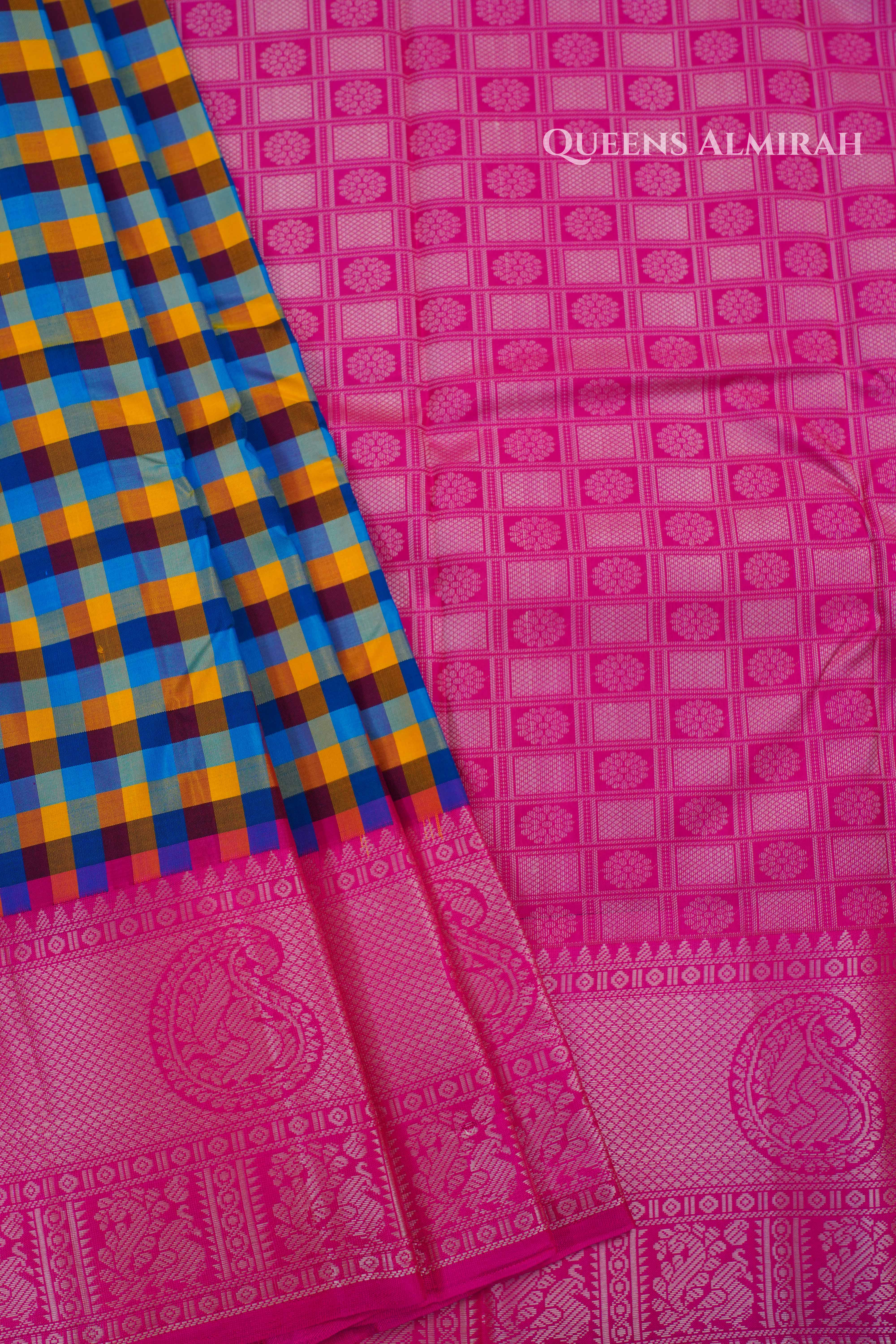 Multi Color Checks Kuravanji Silk Saree5