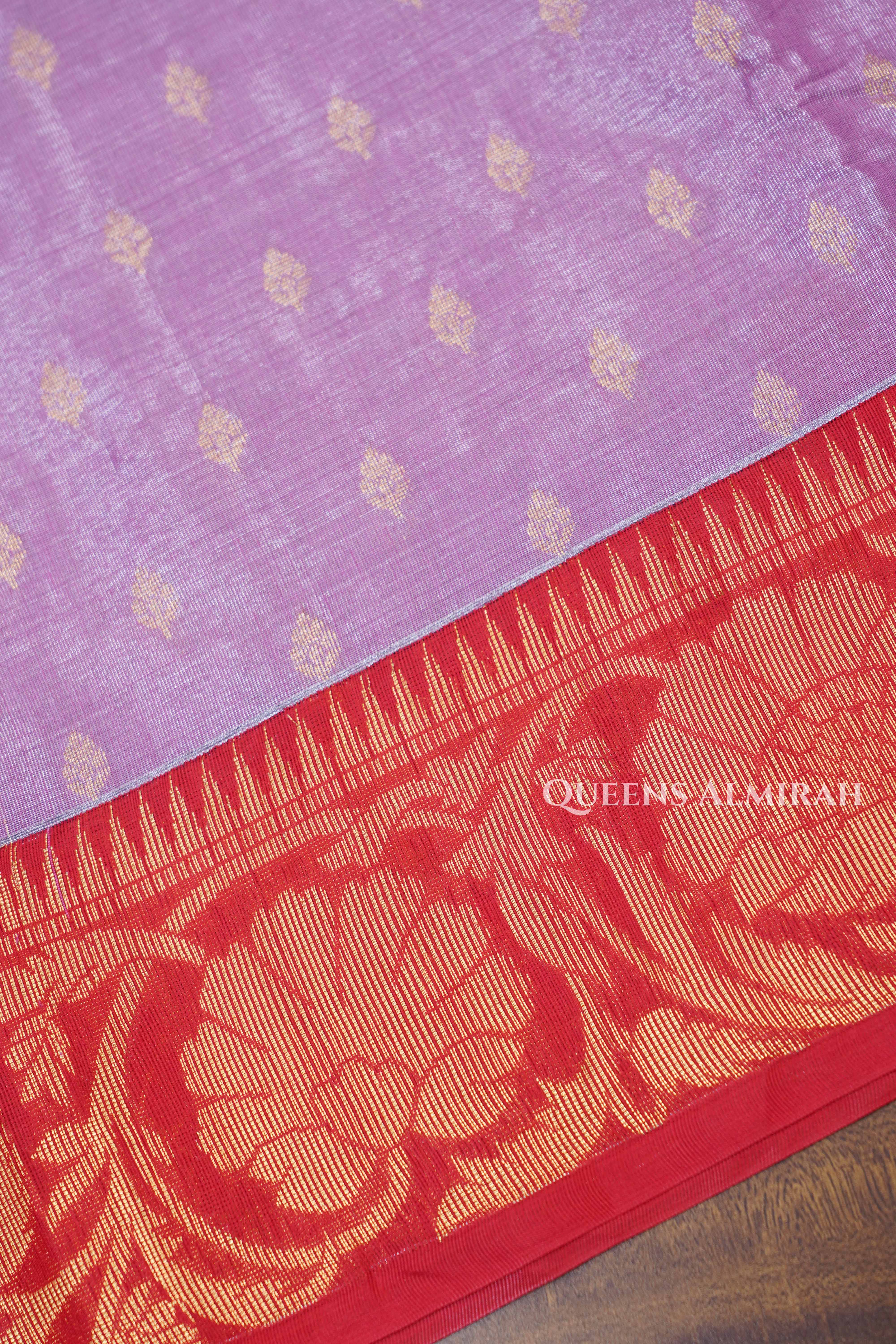Lilly Pink With Red Tissue Silk Cotton Saree