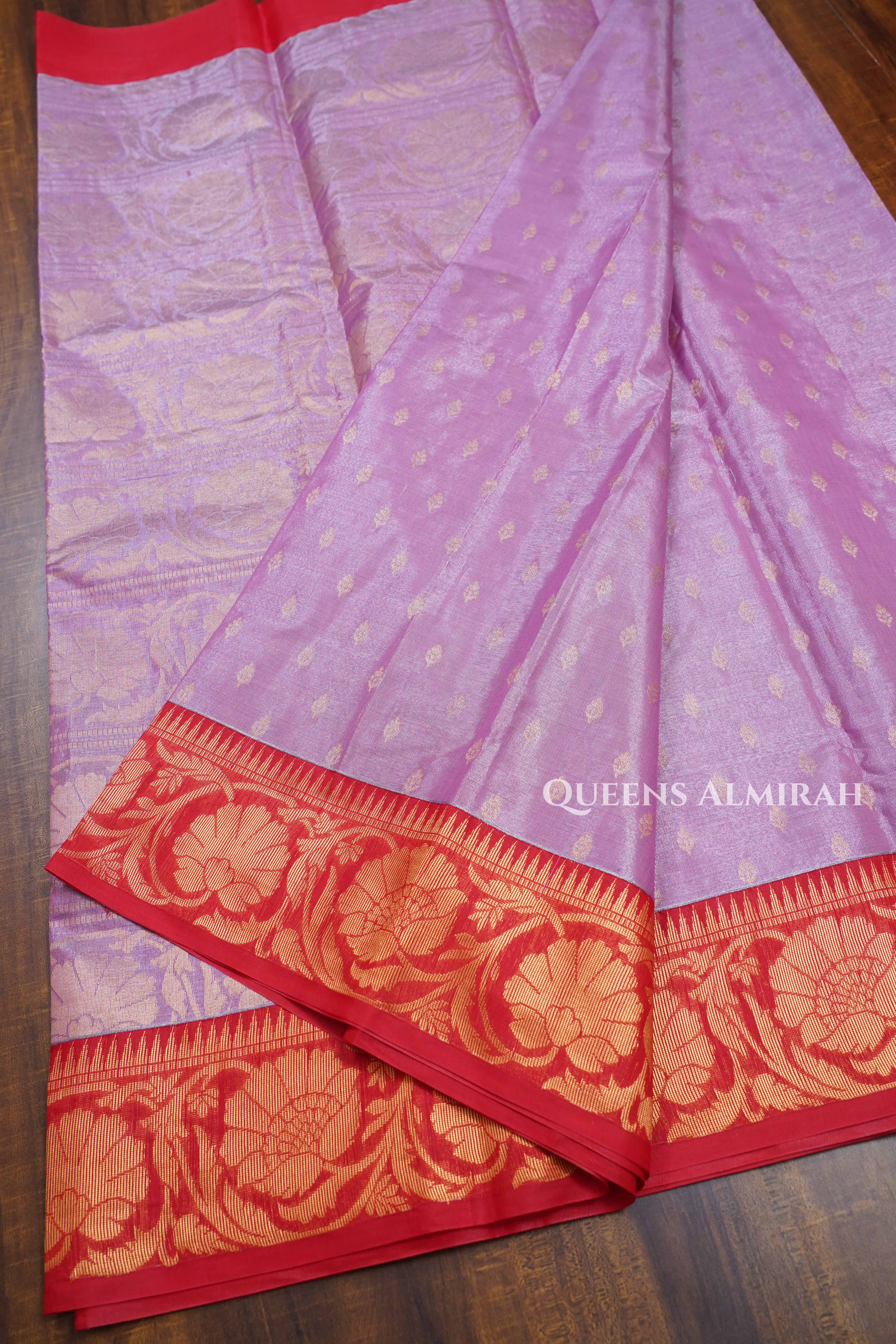 Lilly Pink With Red Tissue Silk Cotton Saree