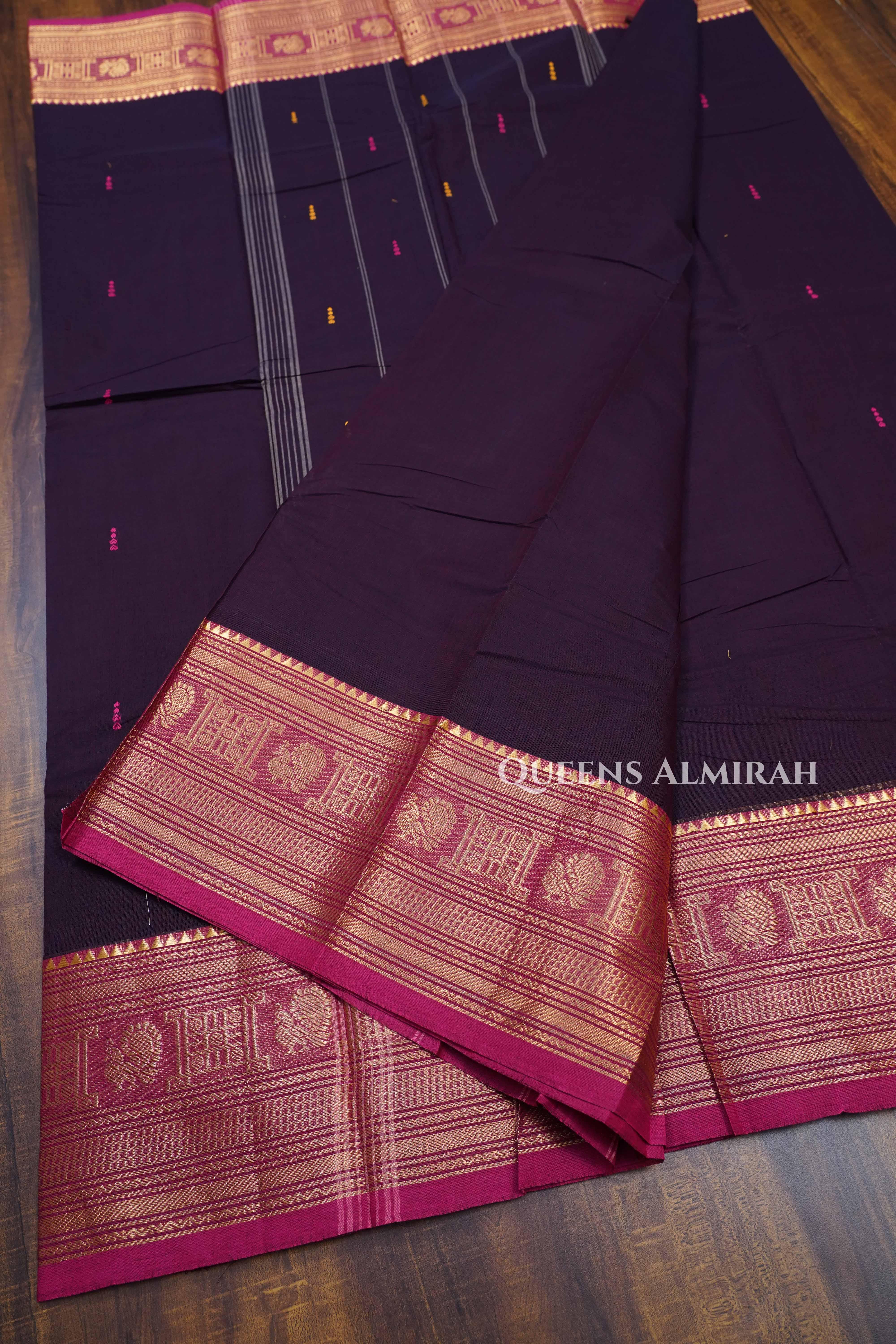 Dark Purple Kanchi Cotton Saree