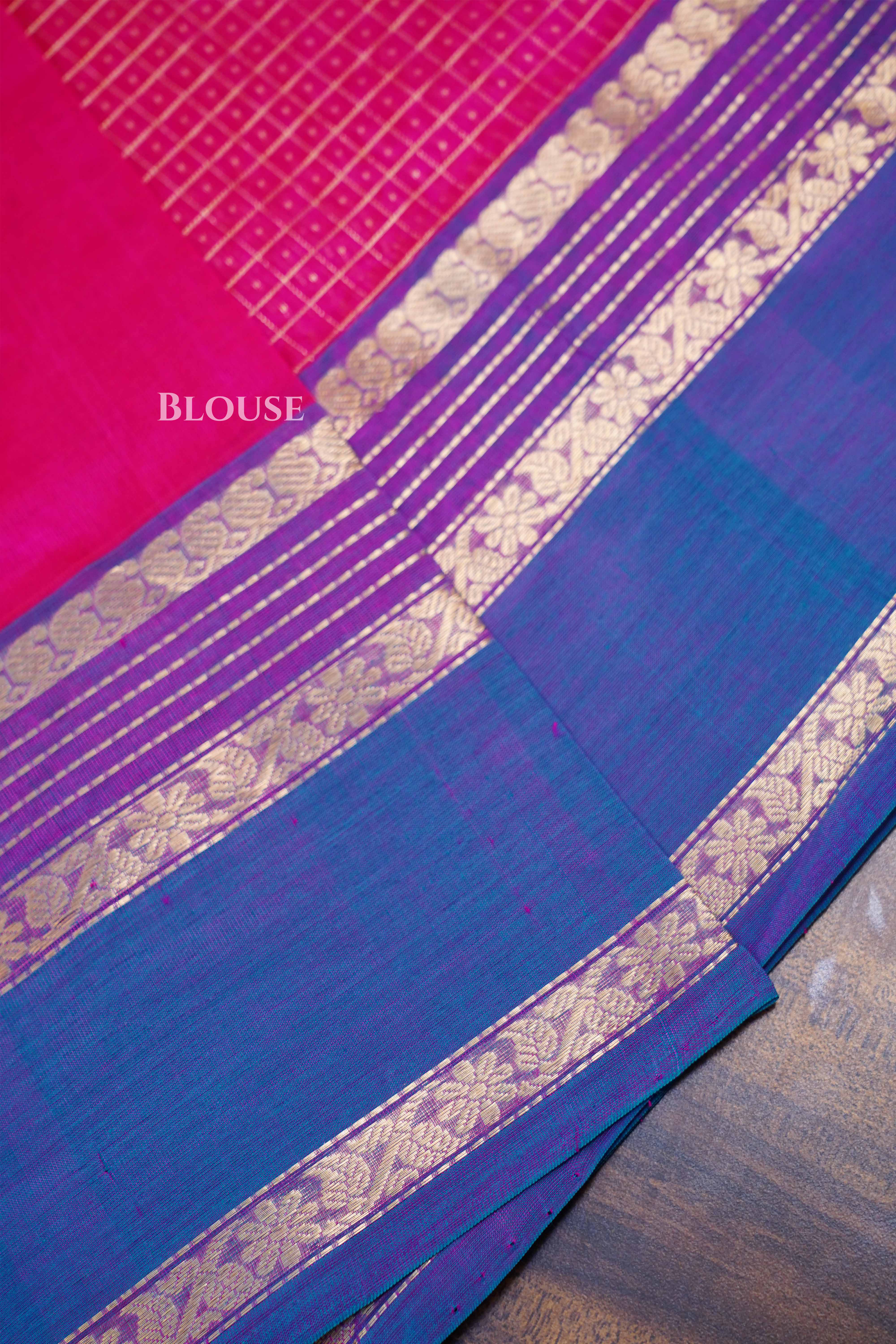 Magenta Pink -Karaikudi Chettinad Silk Cotton Saree