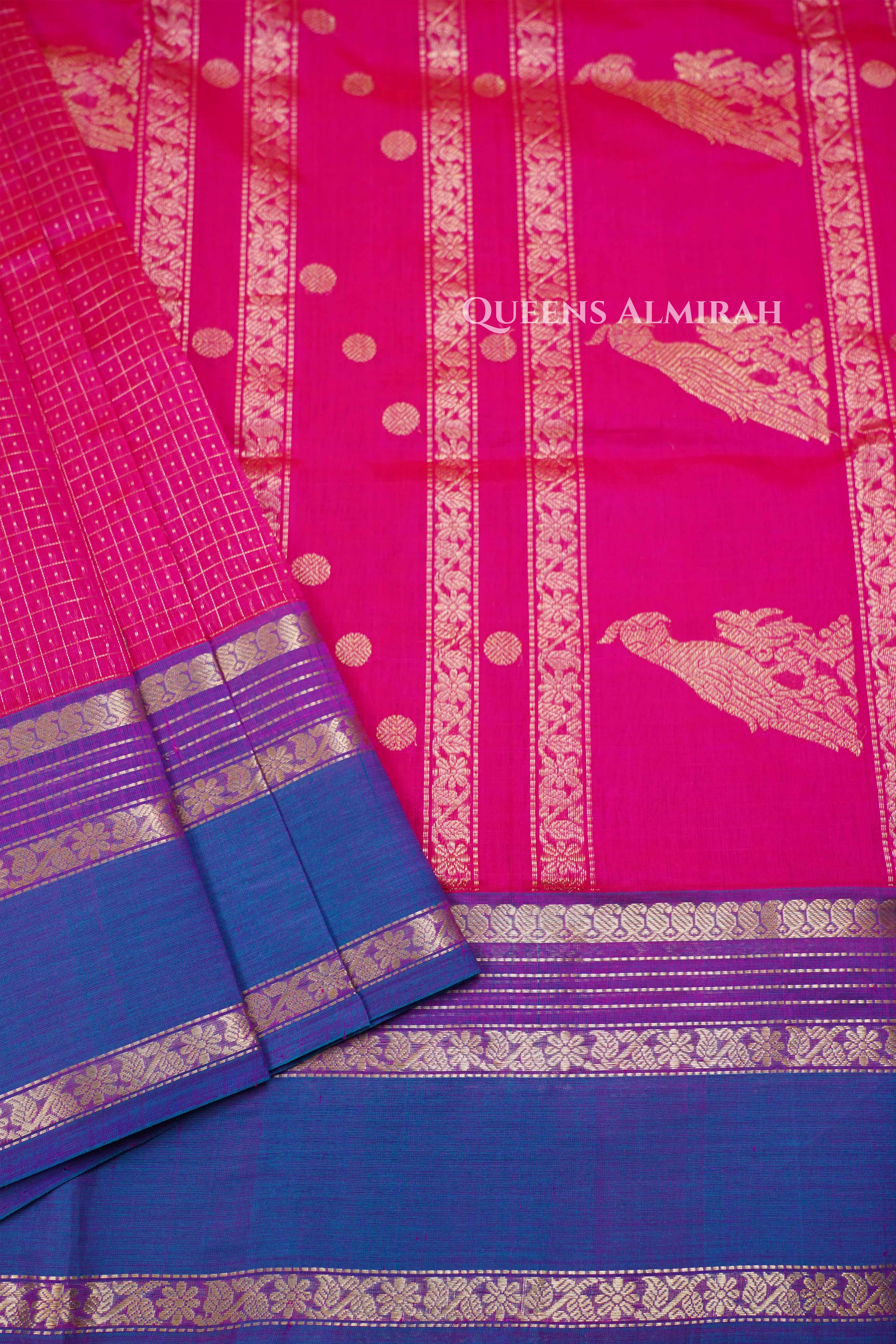 Magenta Pink -Karaikudi Chettinad Silk Cotton Saree