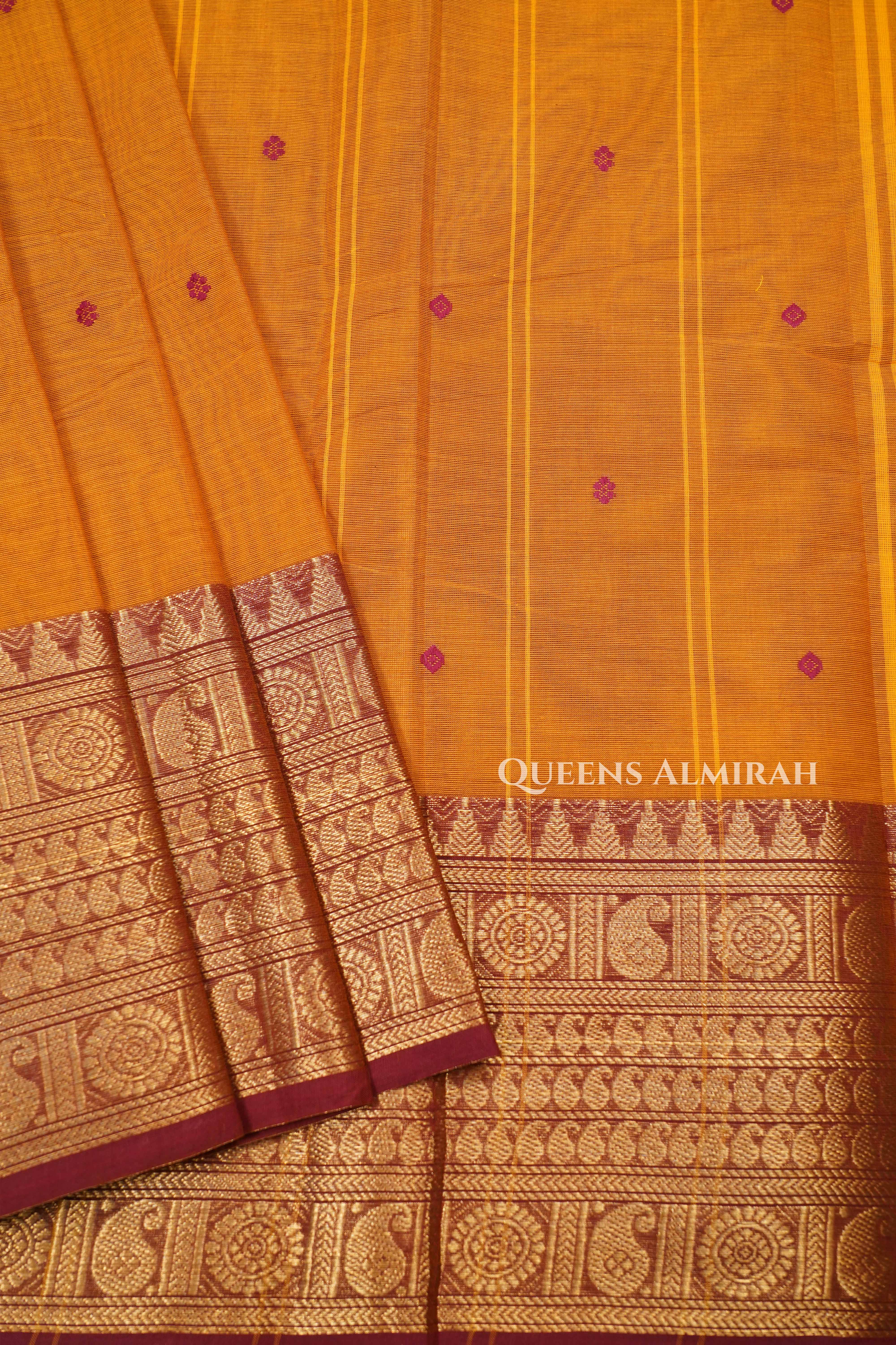 Papaya Orange Kanchi Cotton Saree