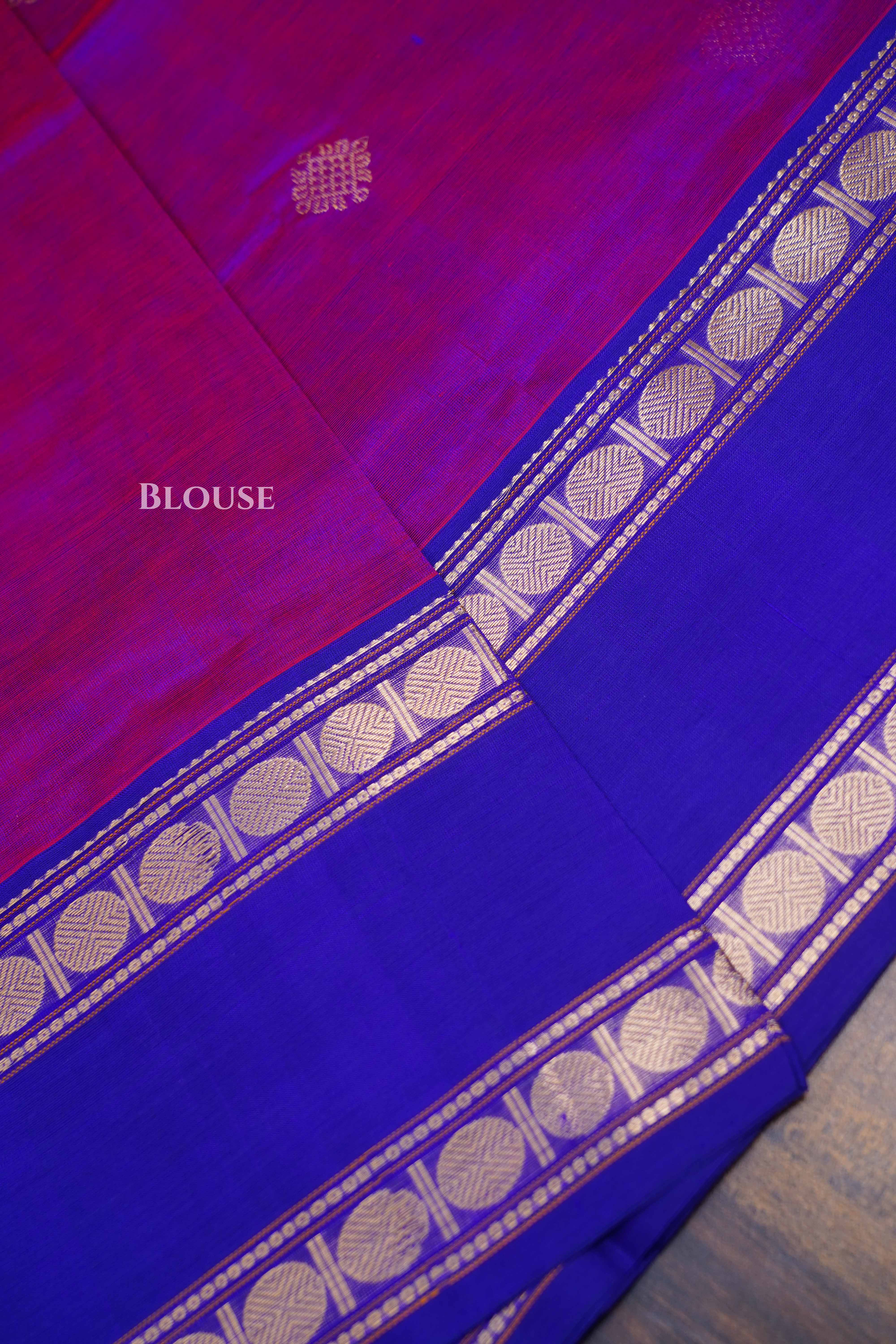 Magenta Purple Karaikudi Chettinad Silk Cotton Saree