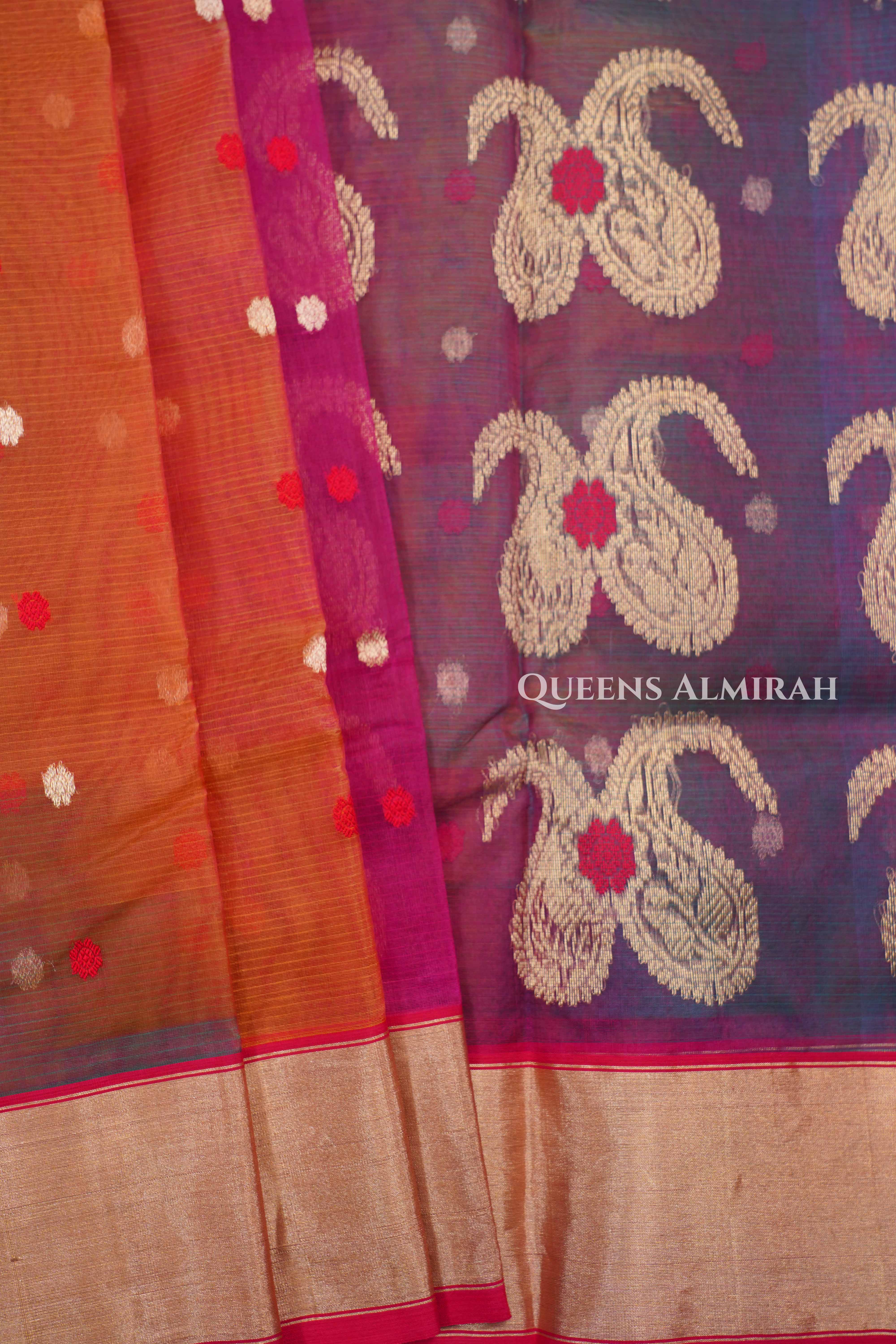Multi Color -Traditional Chanderi Katan Silk Handloom Saree