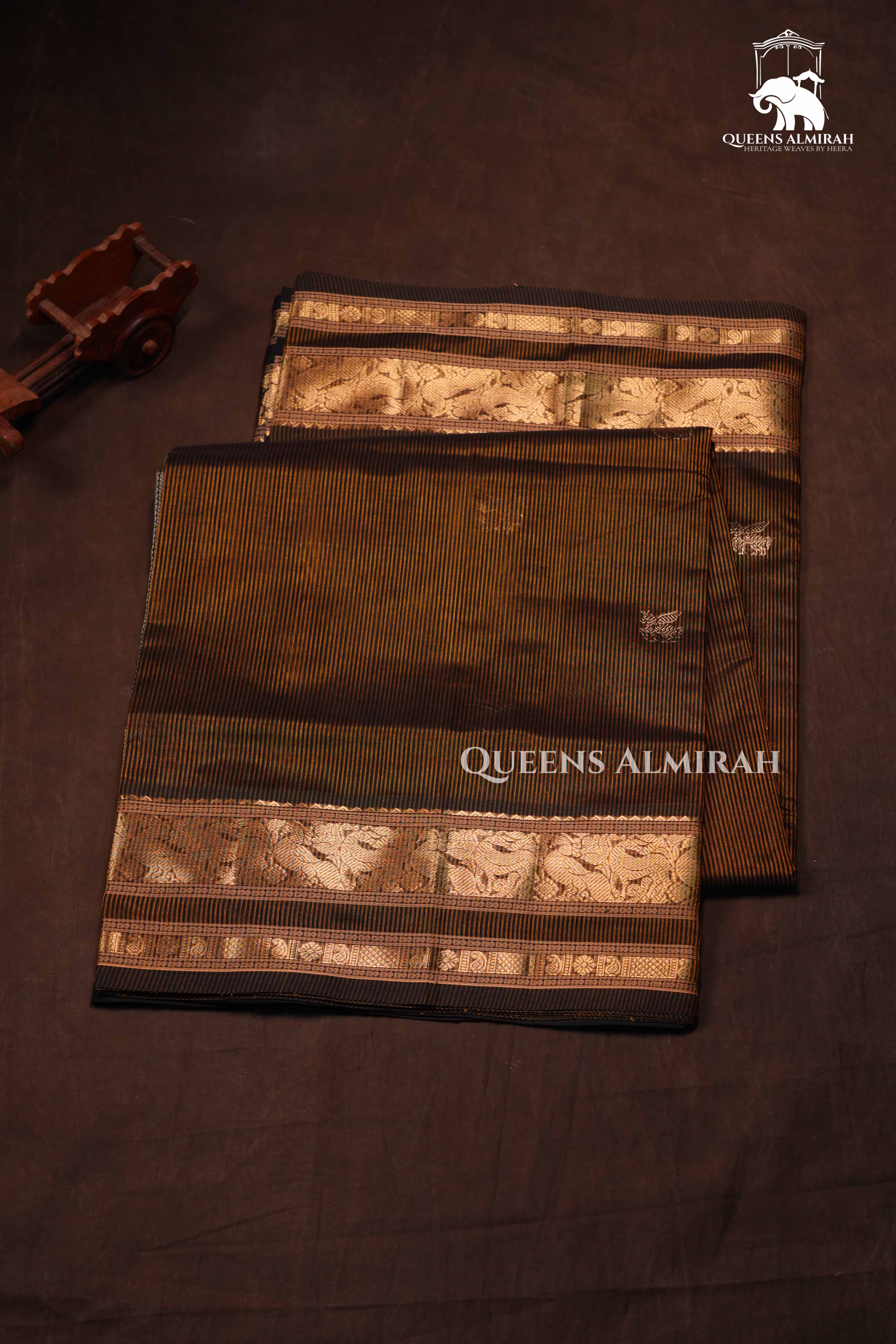 Yellowish Brown Karaikudi Chettinad Silk Cotton Saree