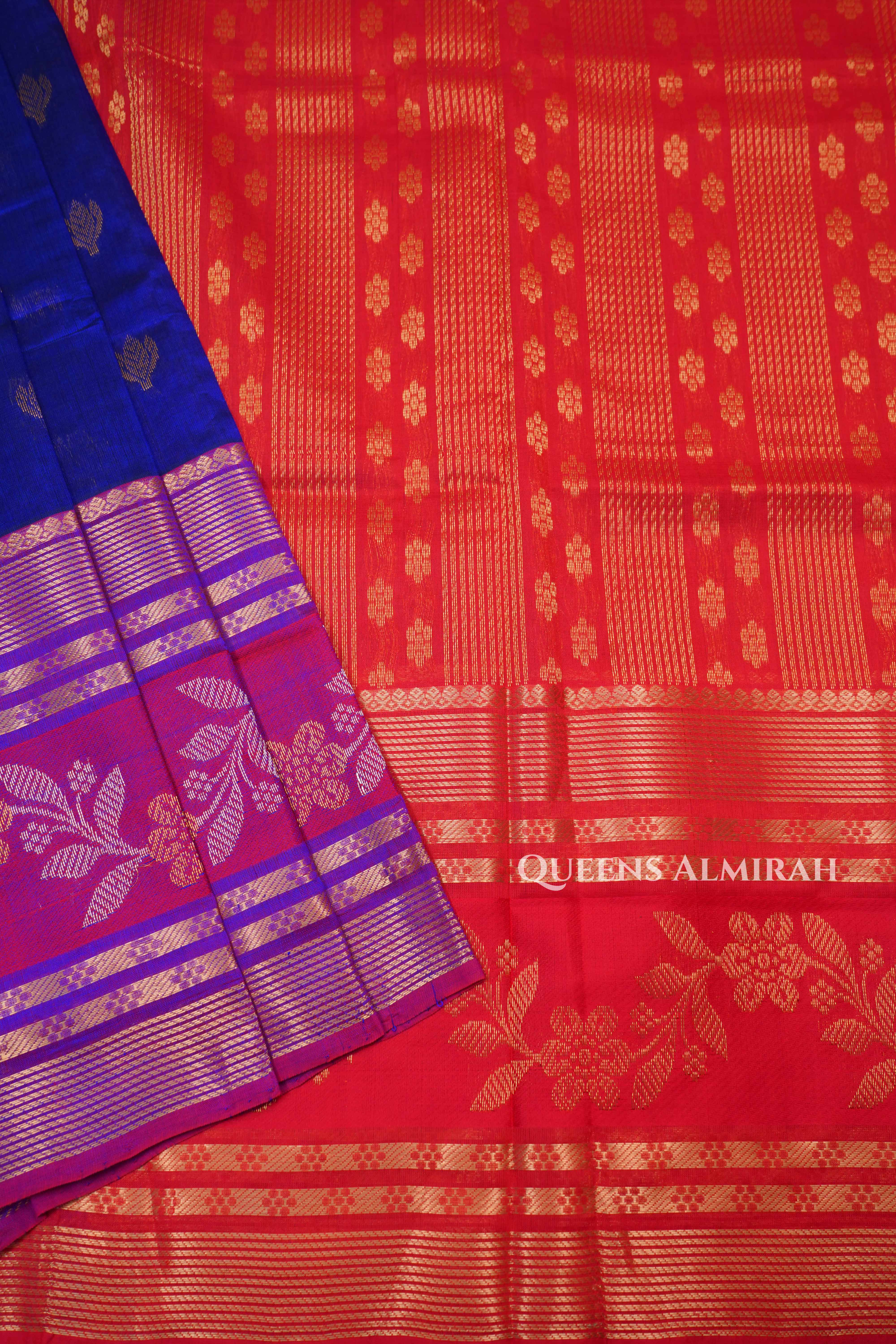 Royal Blue With Purple Pure Kanchi Silk Cotton Saree